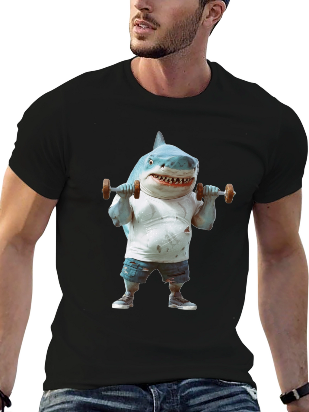 Shark Gym T-Shirt: Funny Weightlifting Graphic Tee