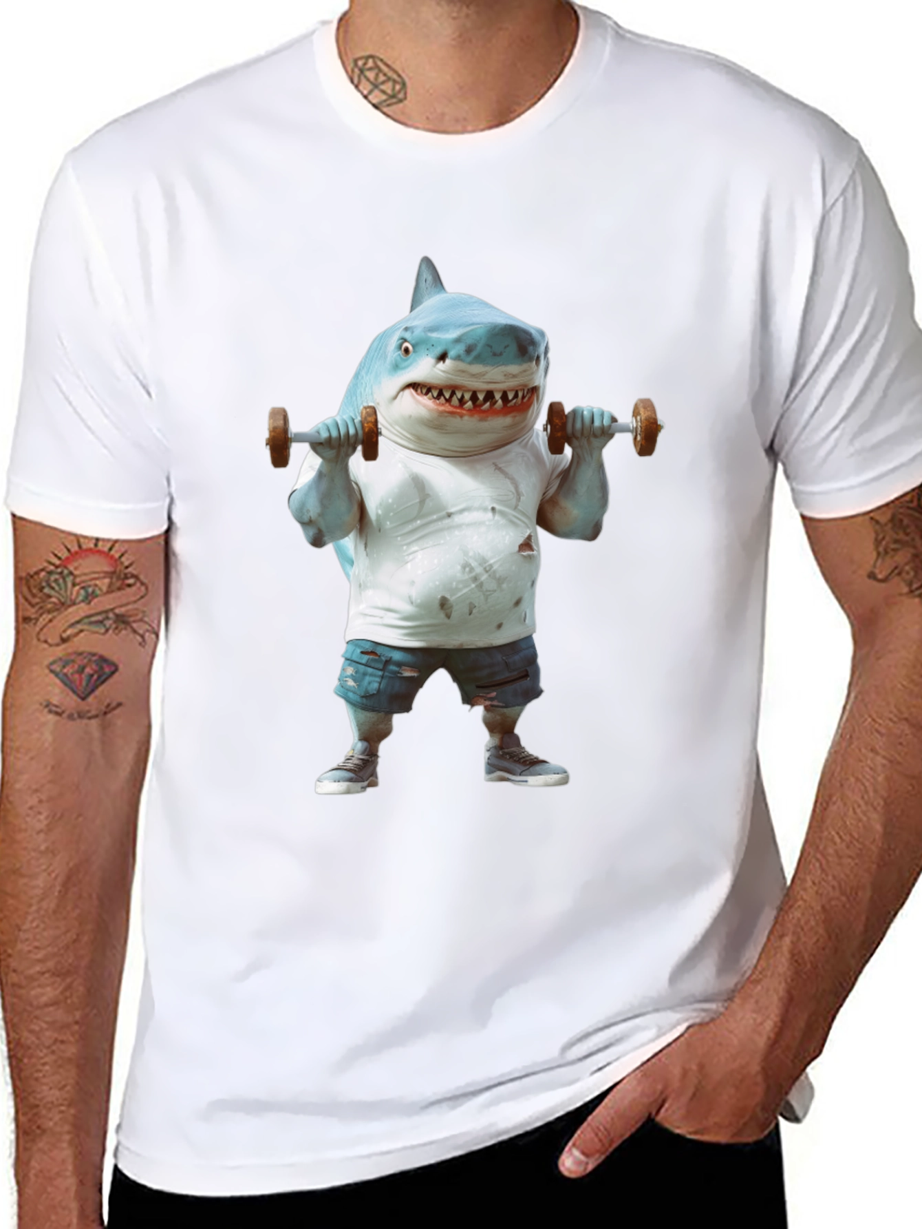Shark Gym T-Shirt: Funny Weightlifting Graphic Tee