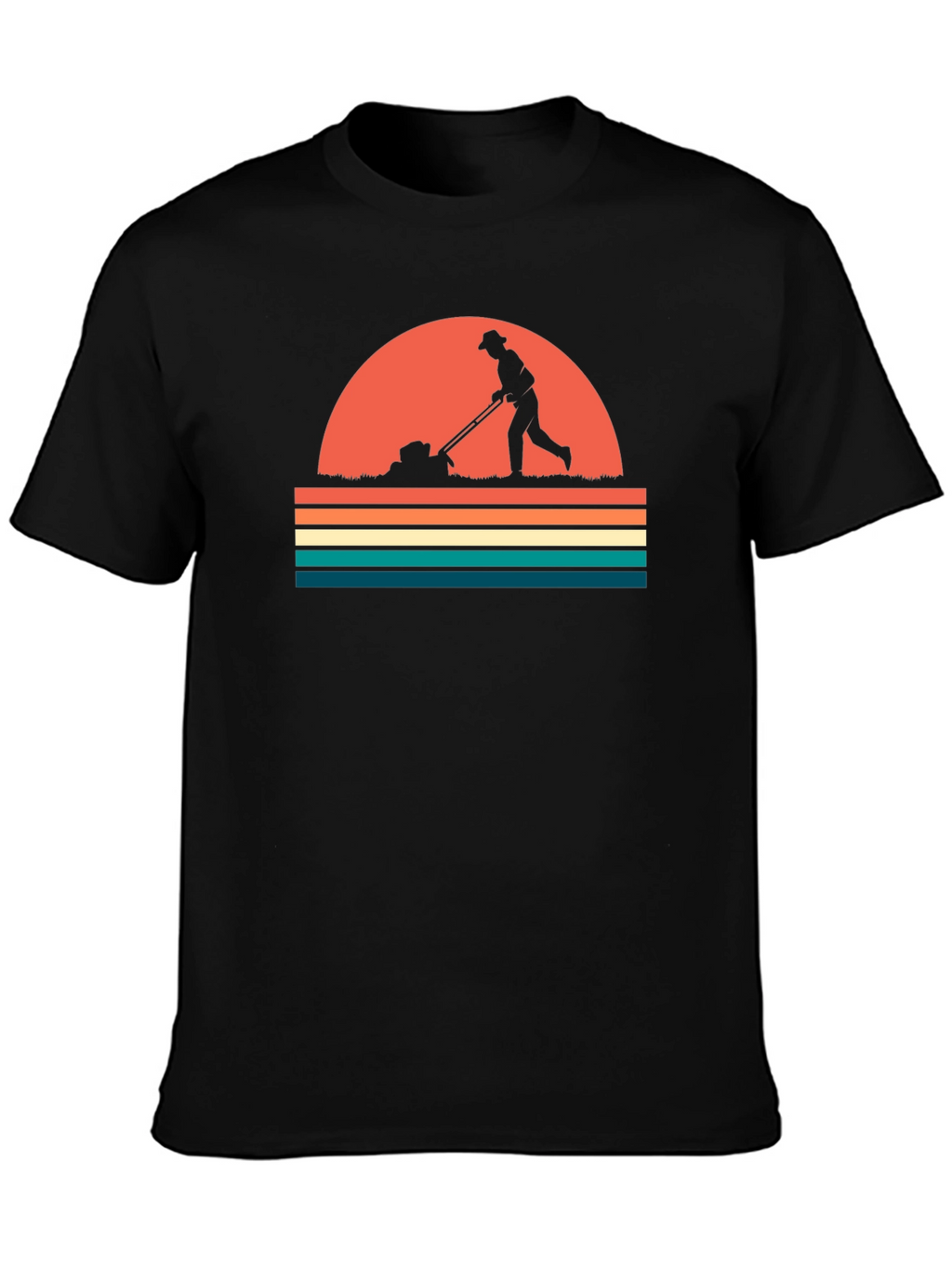 Retro Lawn Mowing T-Shirt - Black