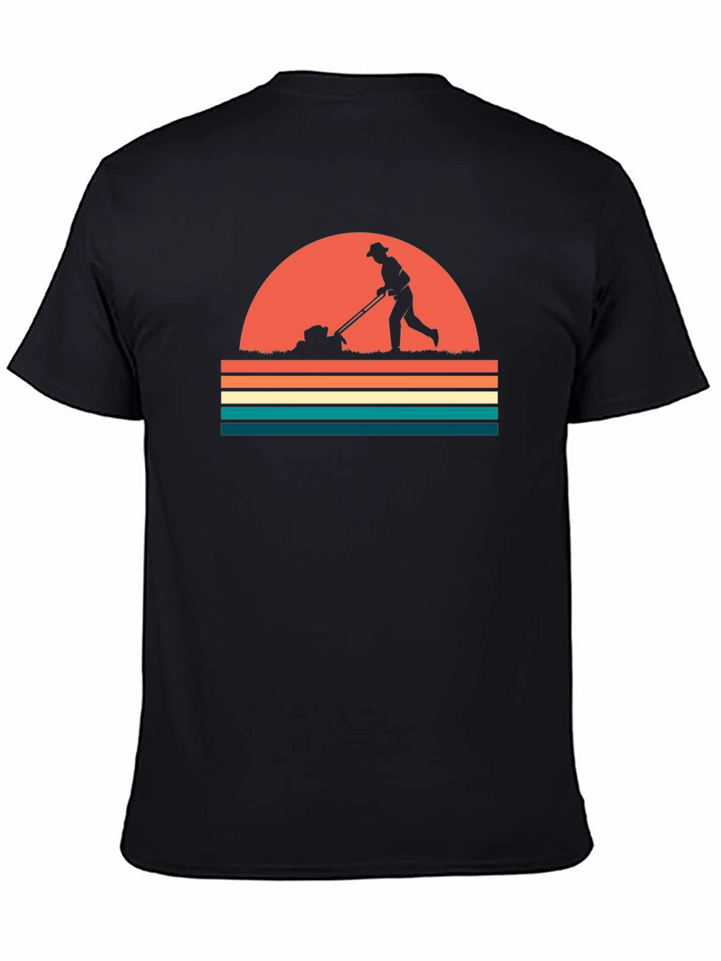 Retro Lawn Mowing T-Shirt - Black