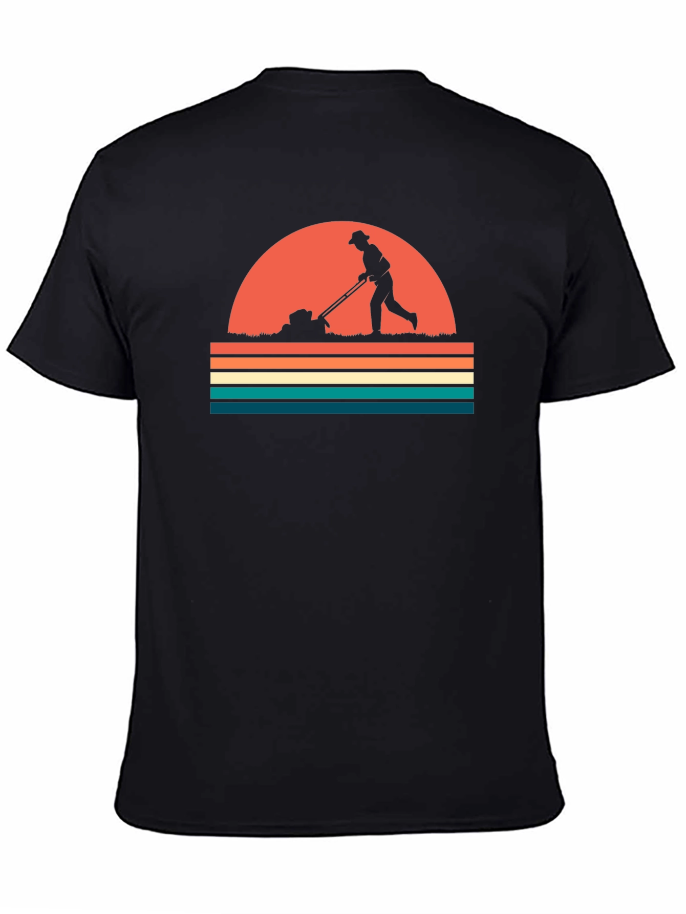 Retro Lawn Mowing T-Shirt - Black