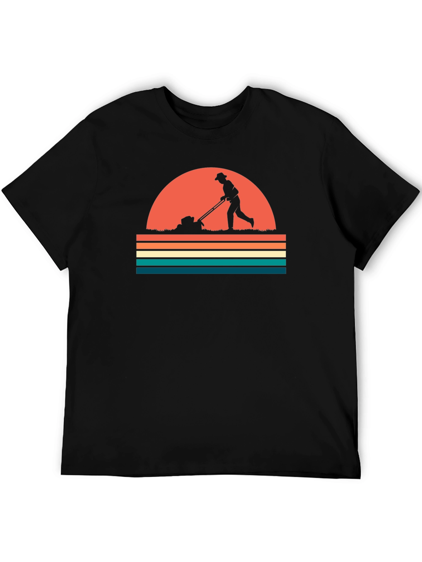 Retro Lawn Mowing T-Shirt - Black