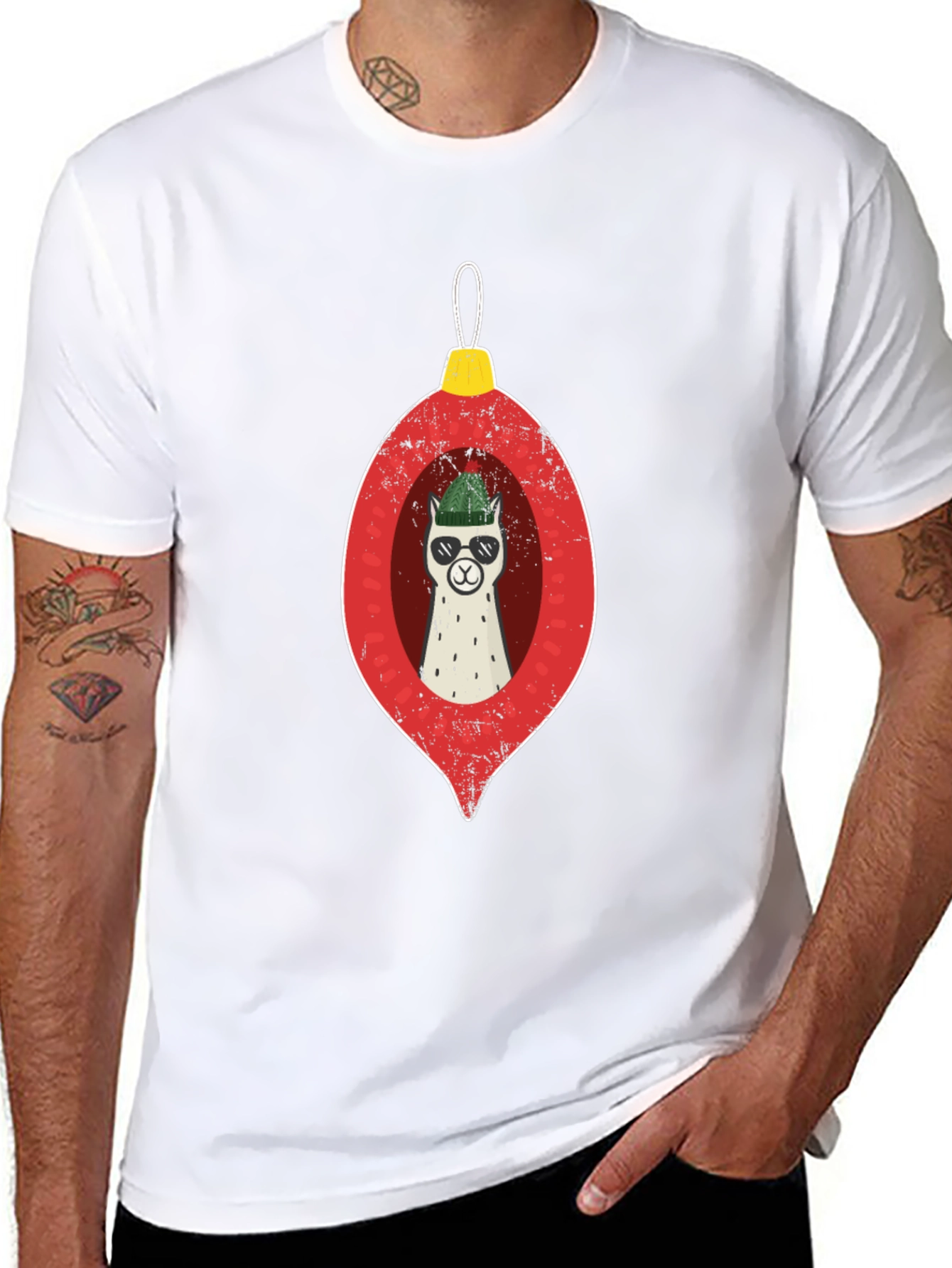 Llama Ornament Graphic Tee - Holiday Cheer!