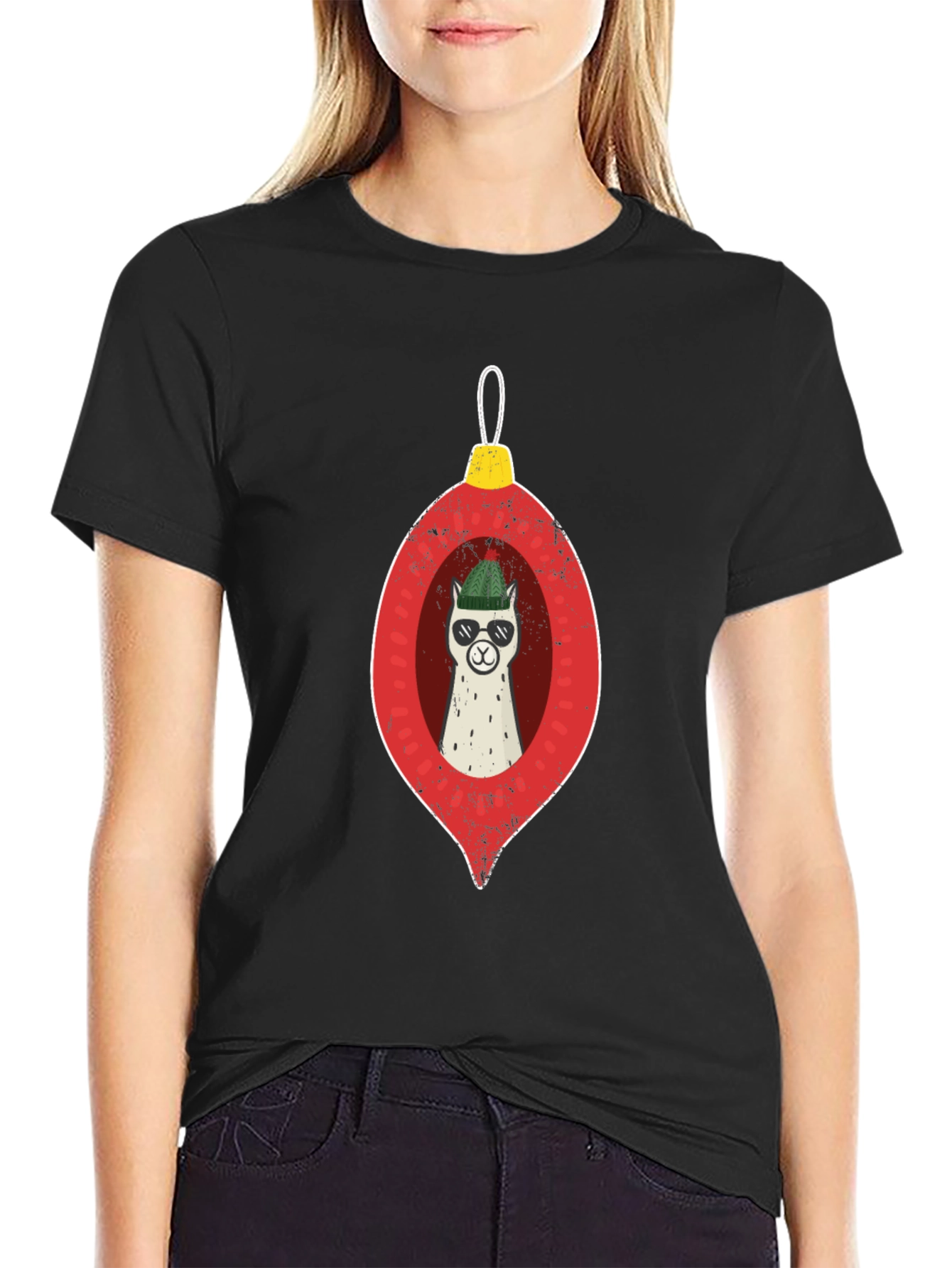 Llama Ornament Graphic Tee - Holiday Cheer!
