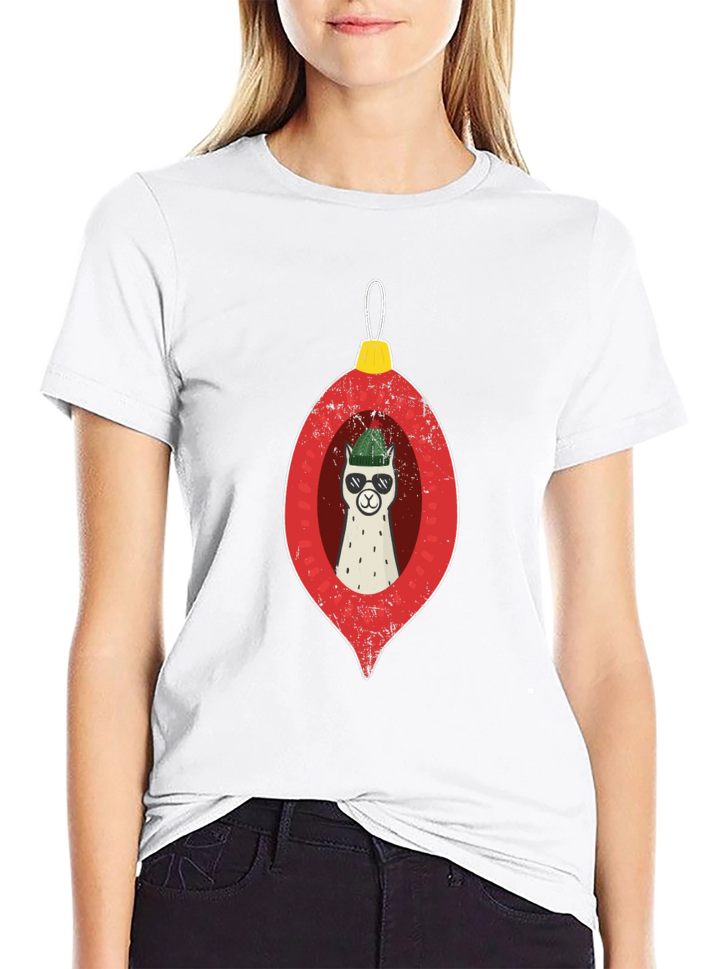 Llama Ornament Graphic Tee - Holiday Cheer!