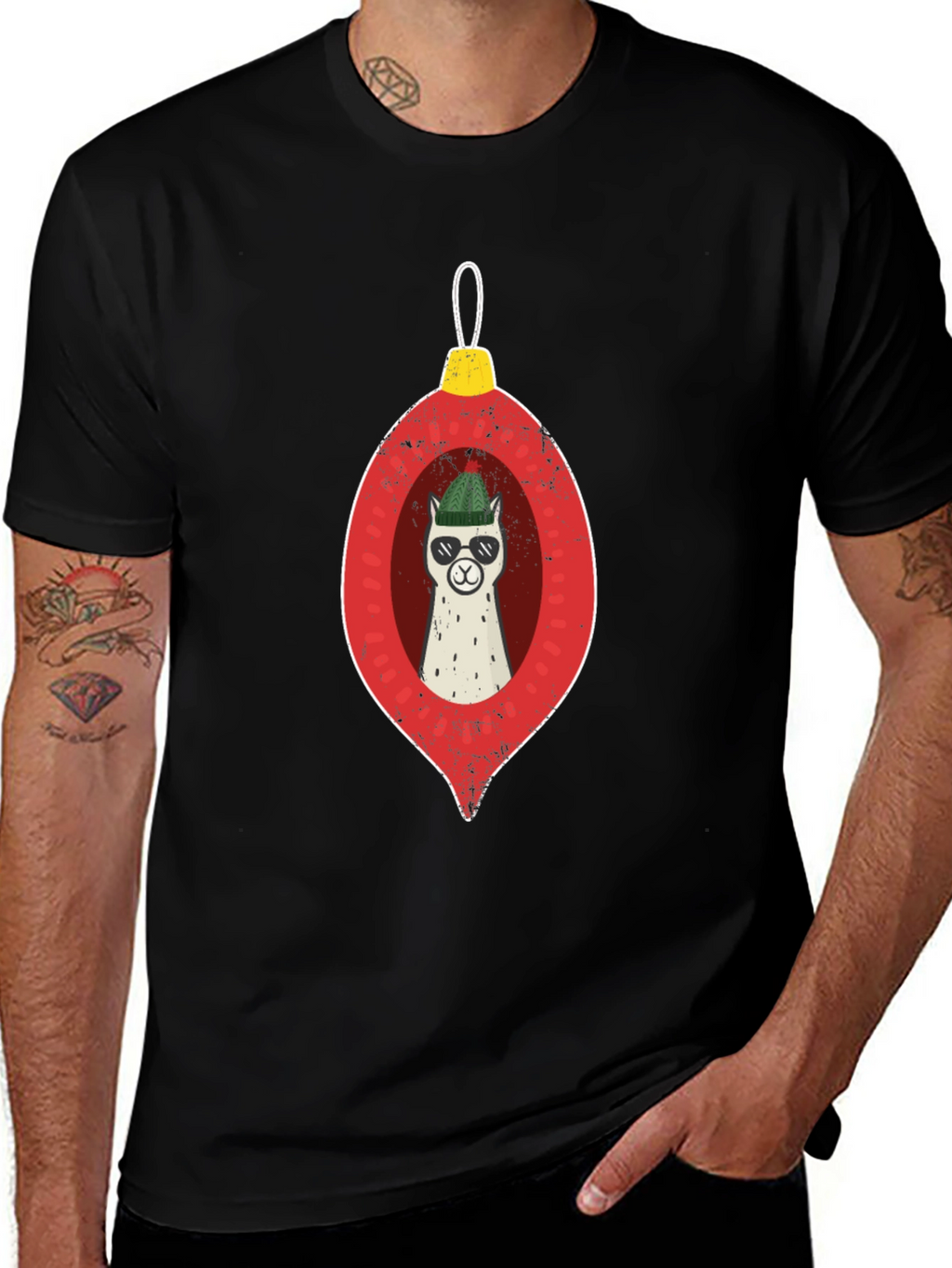 Llama Ornament Graphic Tee - Holiday Cheer!