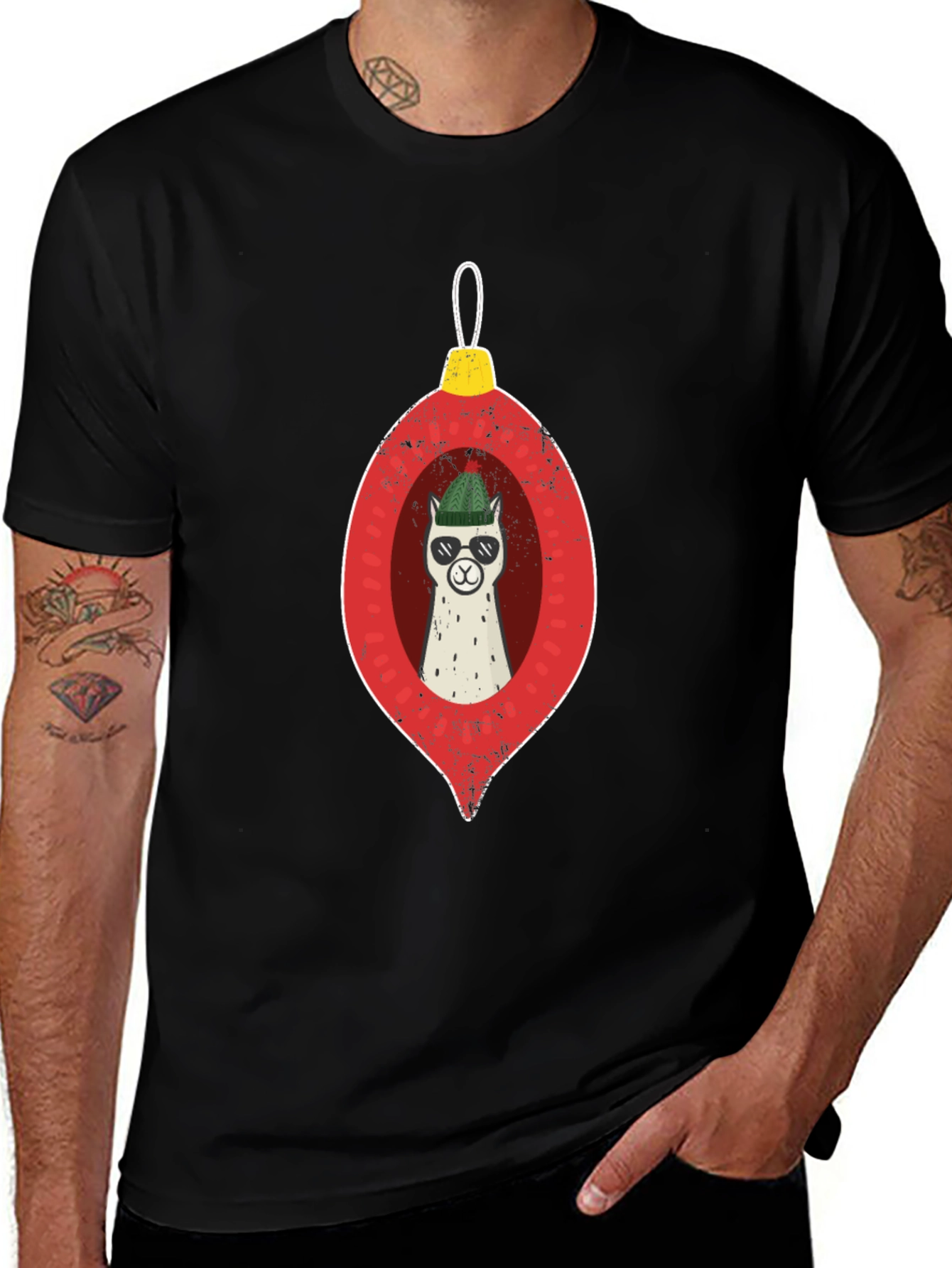 Llama Ornament Graphic Tee - Holiday Cheer!