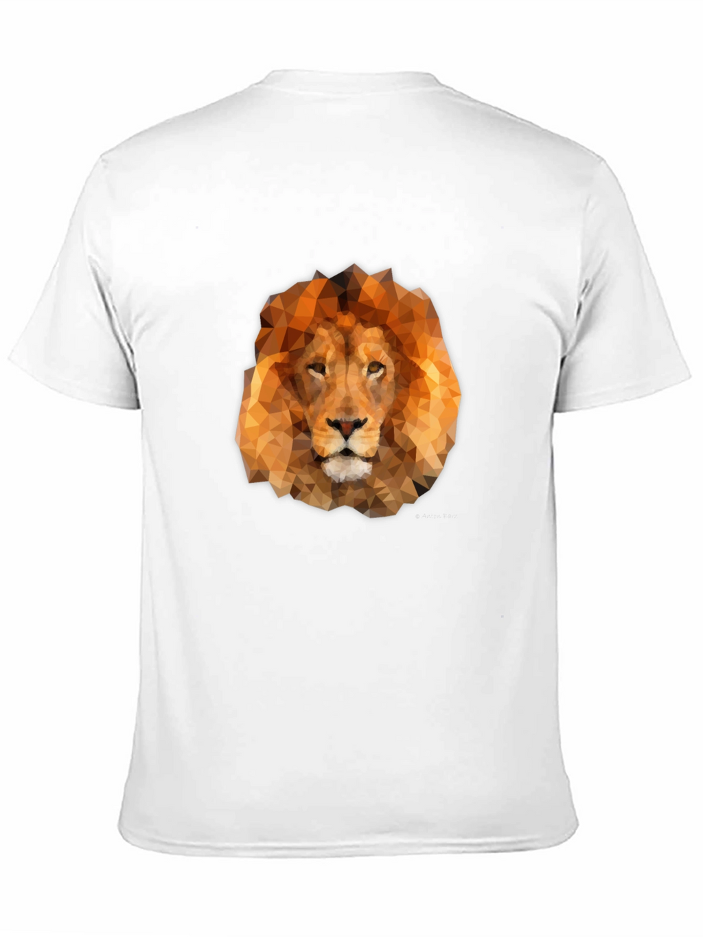 Geometric Lion Head Graphic Tee - Black