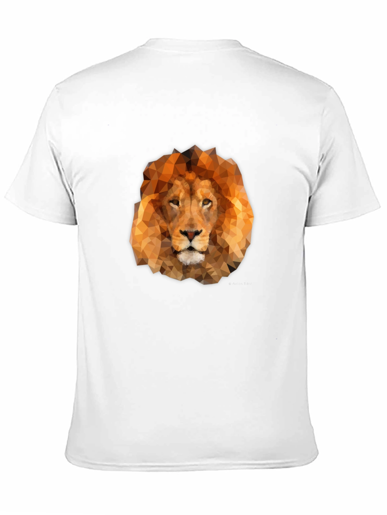Geometric Lion Head Graphic Tee - Black