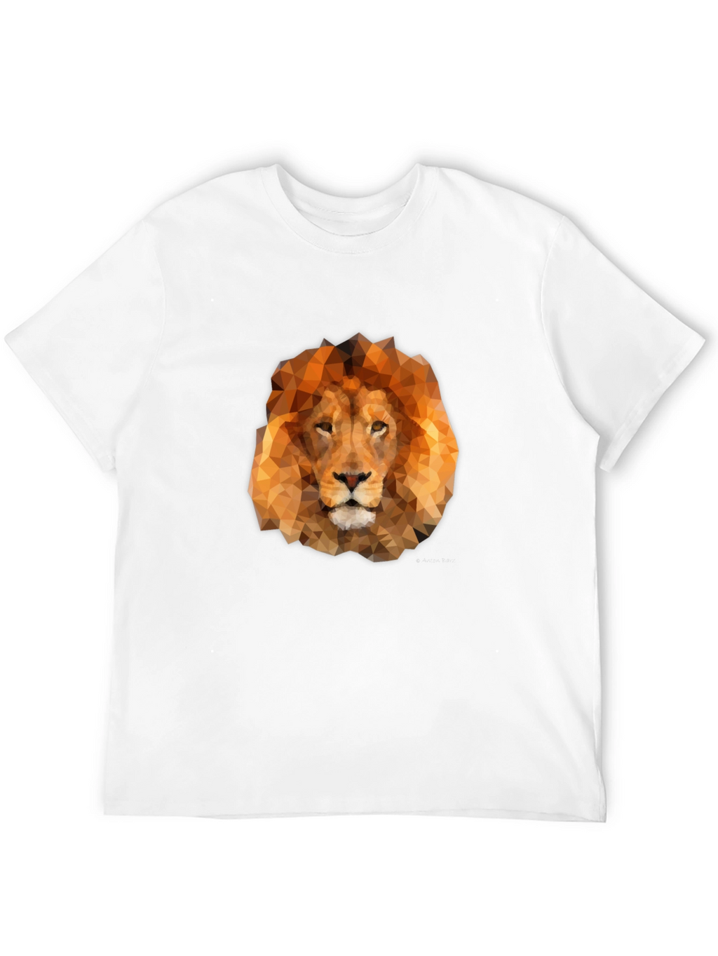 Geometric Lion Head Graphic Tee - Black
