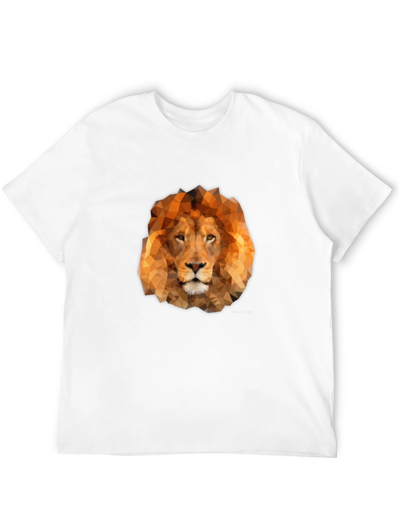 Geometric Lion Head Graphic Tee - Black