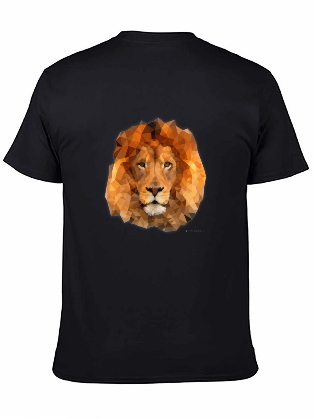 Geometric Lion Head Graphic Tee - Black