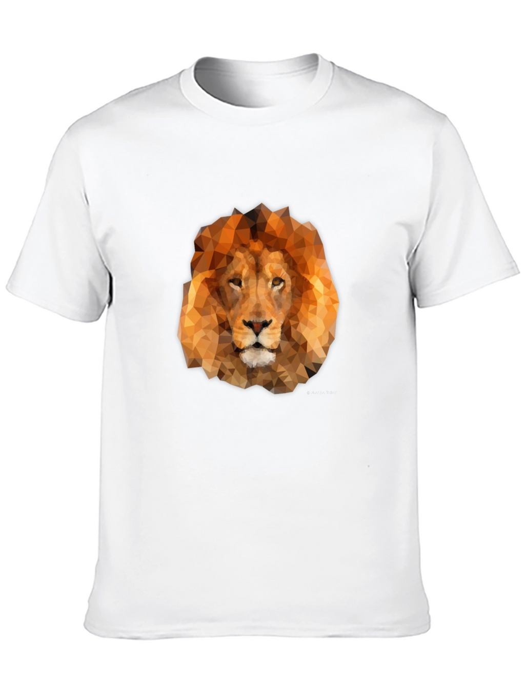 Geometric Lion Head Graphic Tee - Black