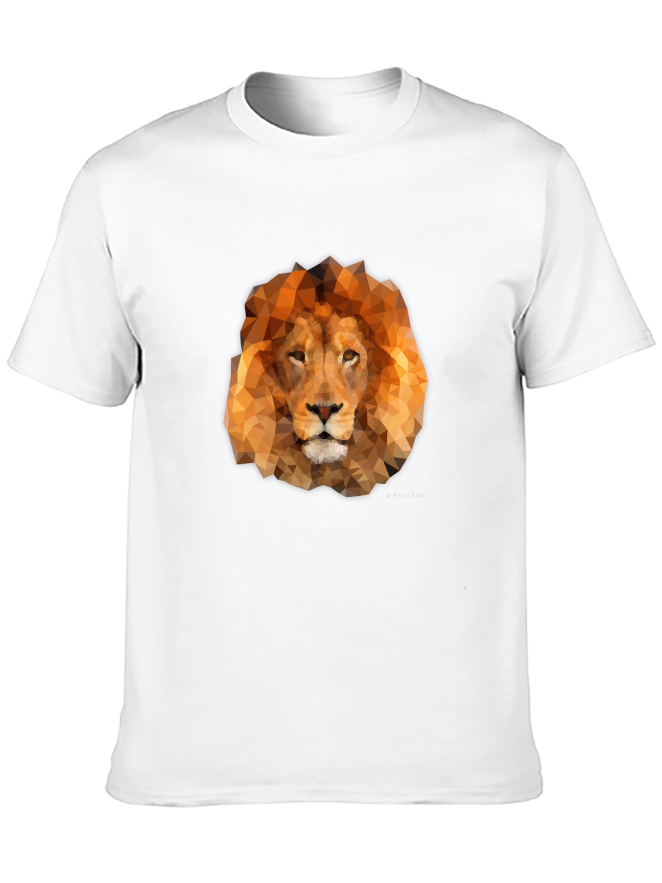 Geometric Lion Head Graphic Tee - Black