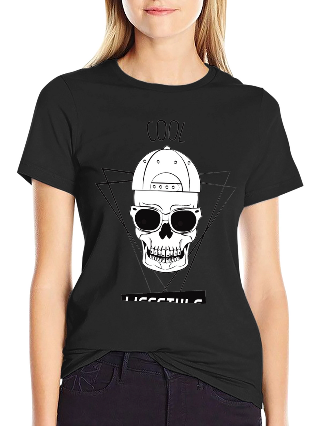 Cool Lifestyle Skull Graphic Tee - Black