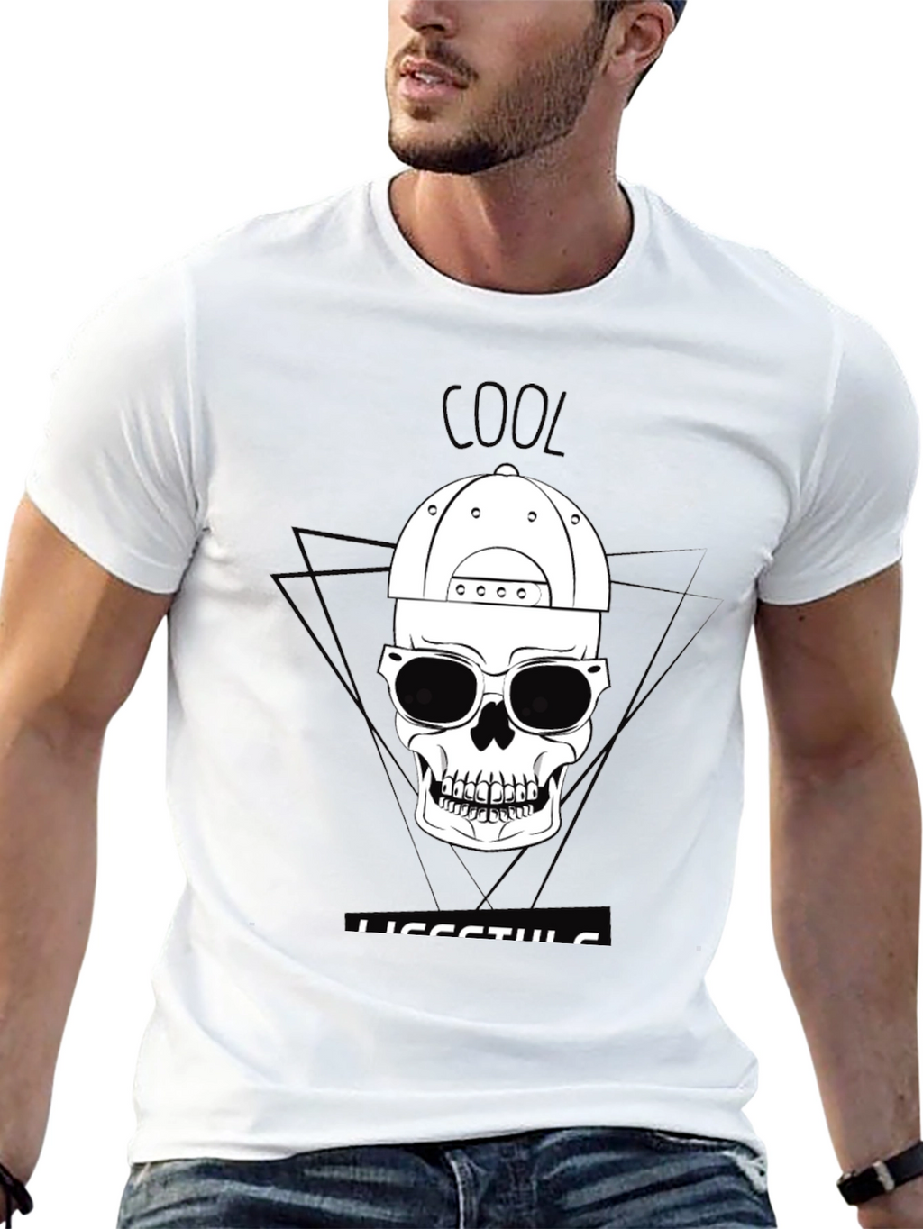 Cool Lifestyle Skull Graphic Tee - Black