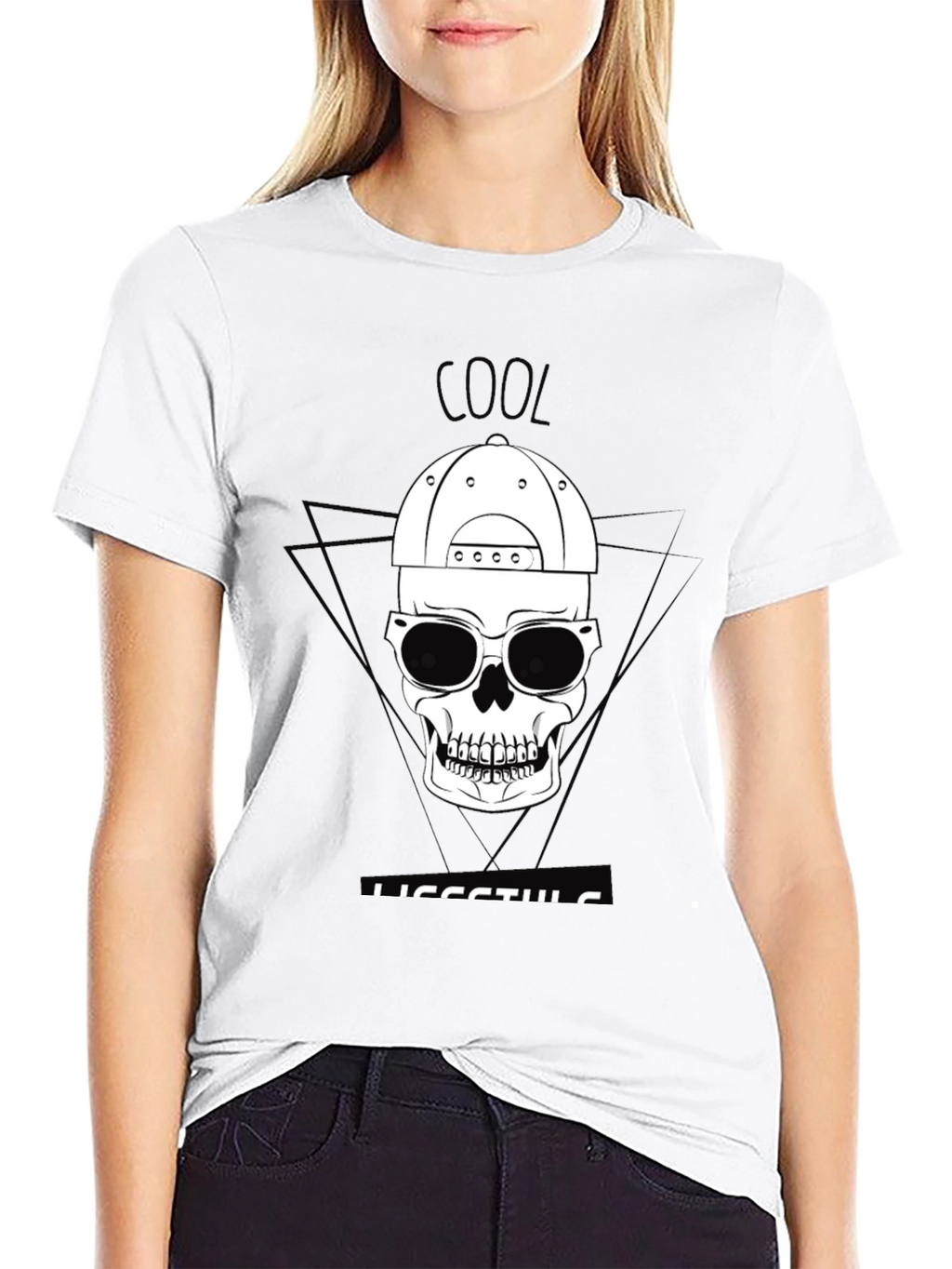 Cool Lifestyle Skull Graphic Tee - Black