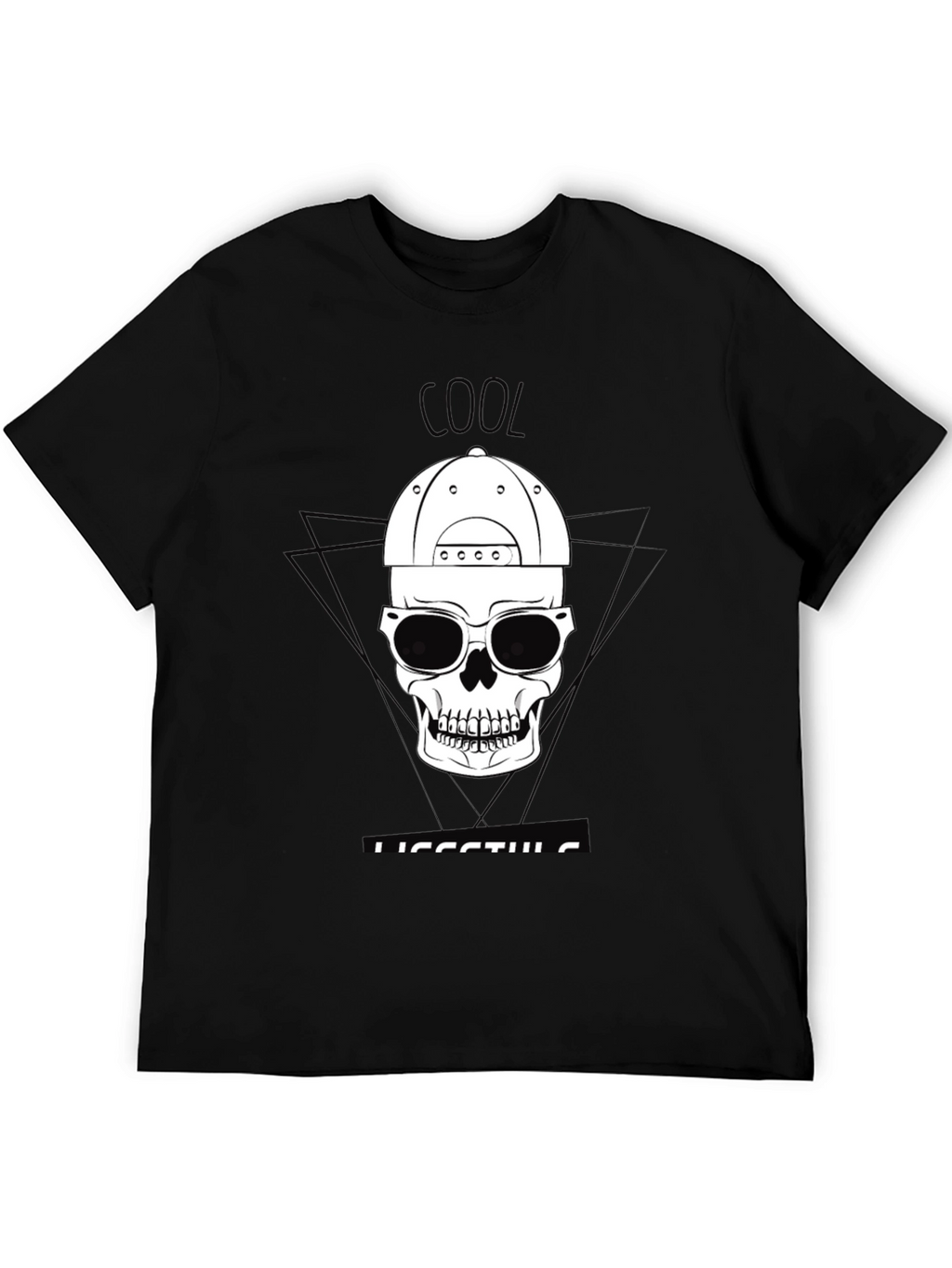 Cool Lifestyle Skull Graphic Tee - Black
