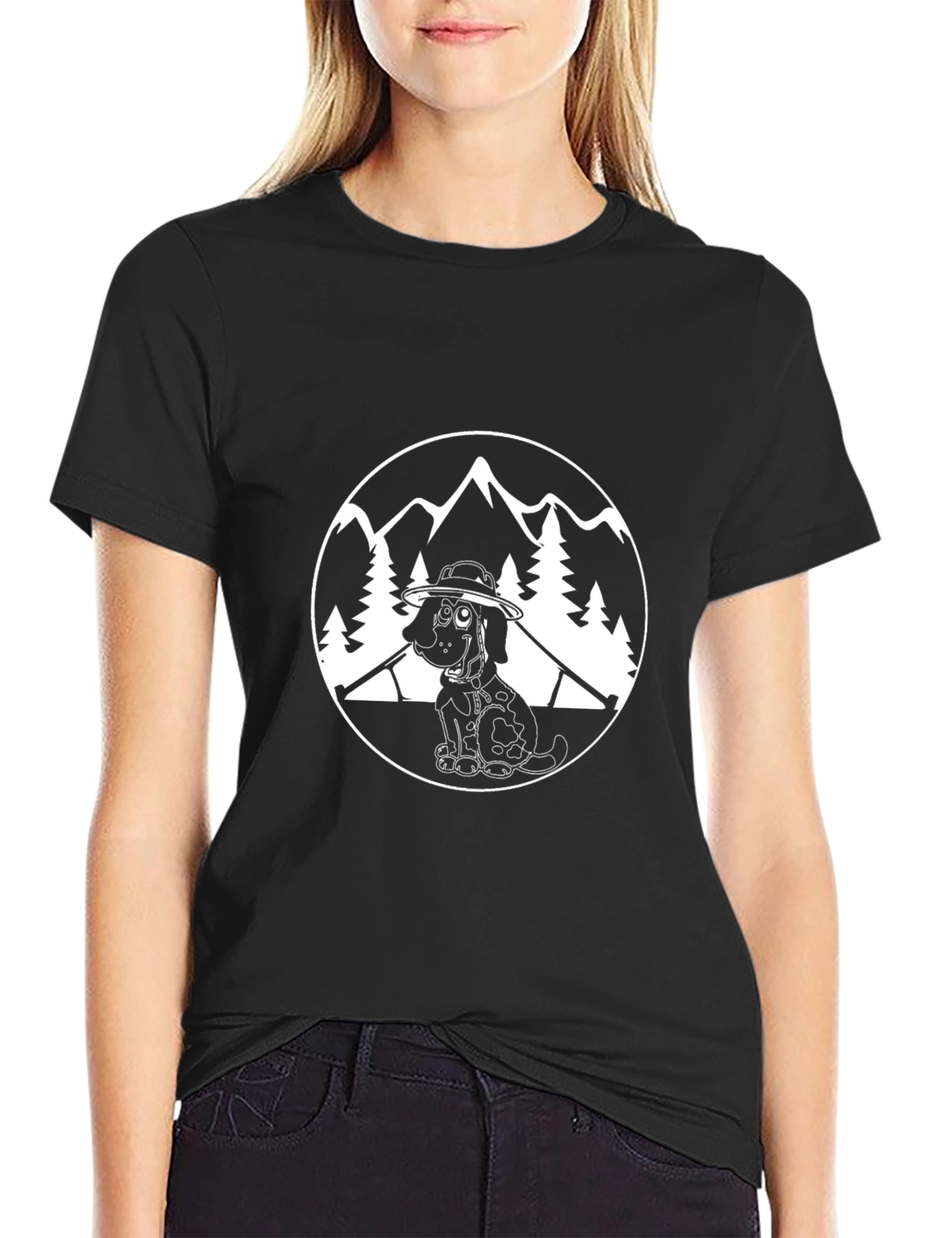 Dog Hiker Graphic Tee - Black