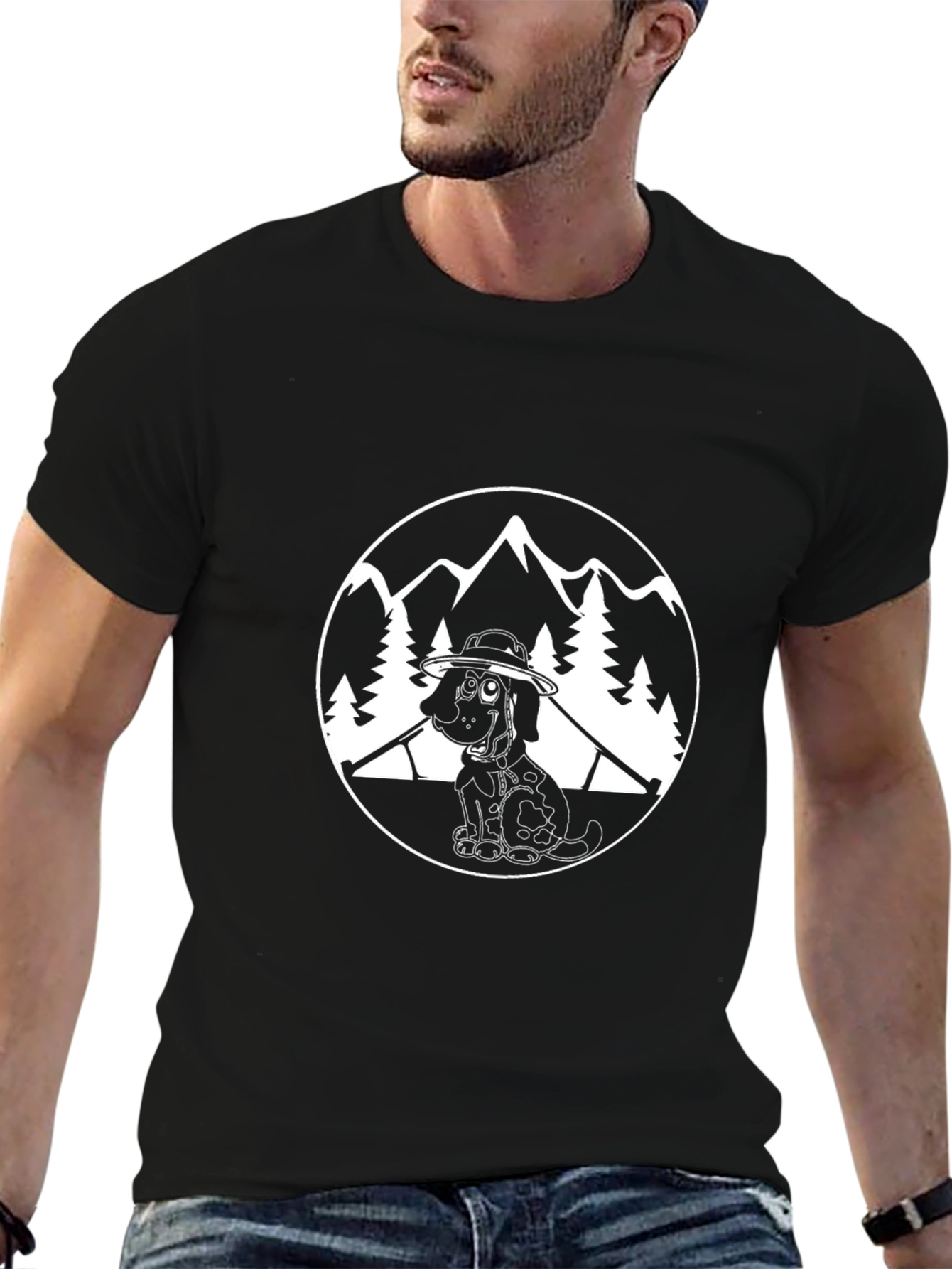 Dog Hiker Graphic Tee - Black