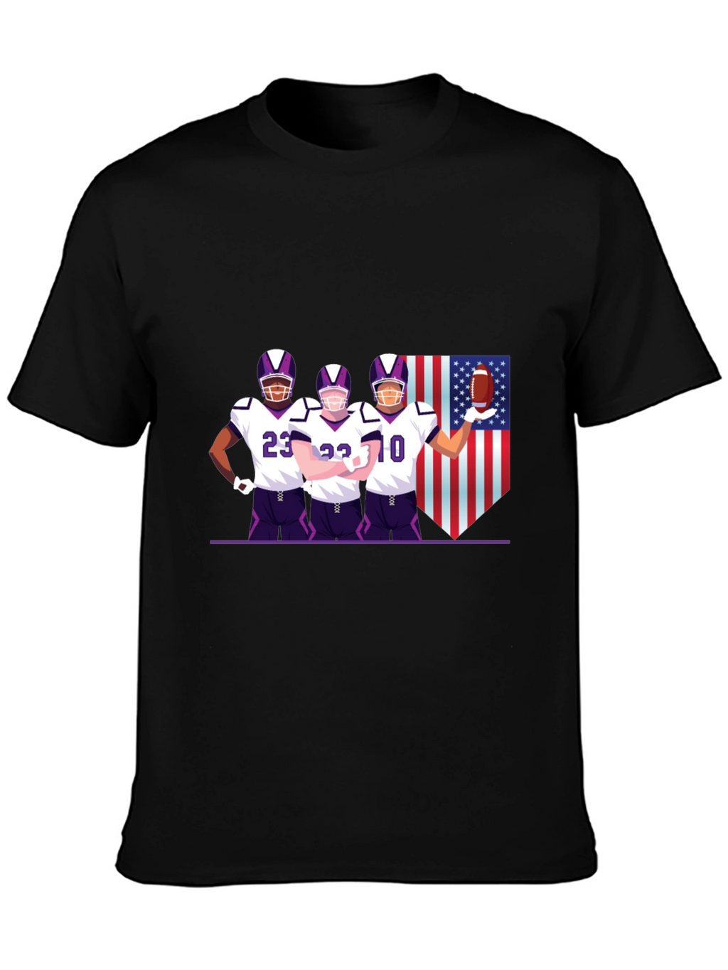 Football Team Graphic Black T-Shirt