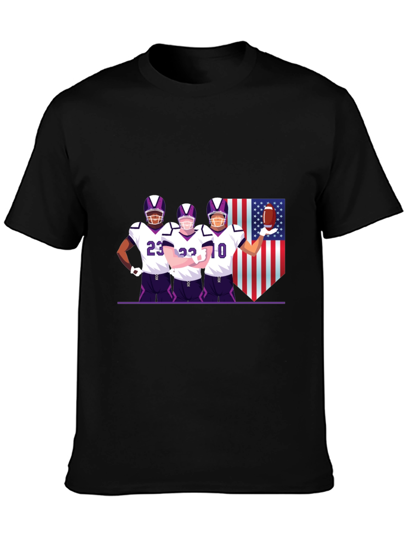 Football Team Graphic Black T-Shirt