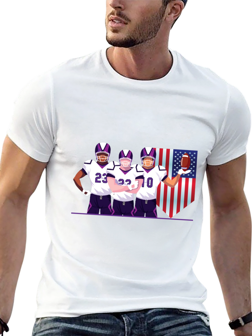 Football Team Graphic Black T-Shirt