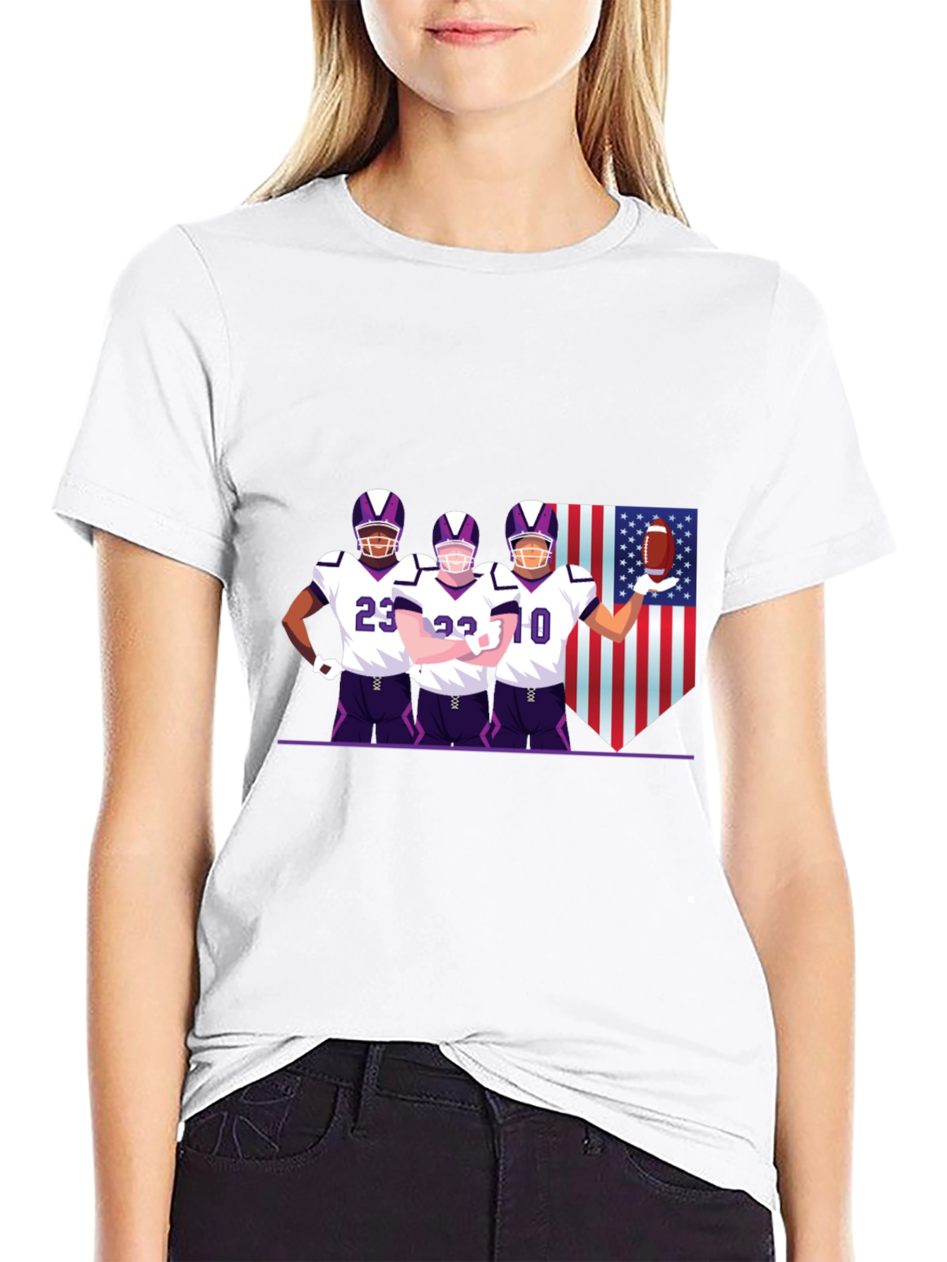 Football Team Graphic Black T-Shirt