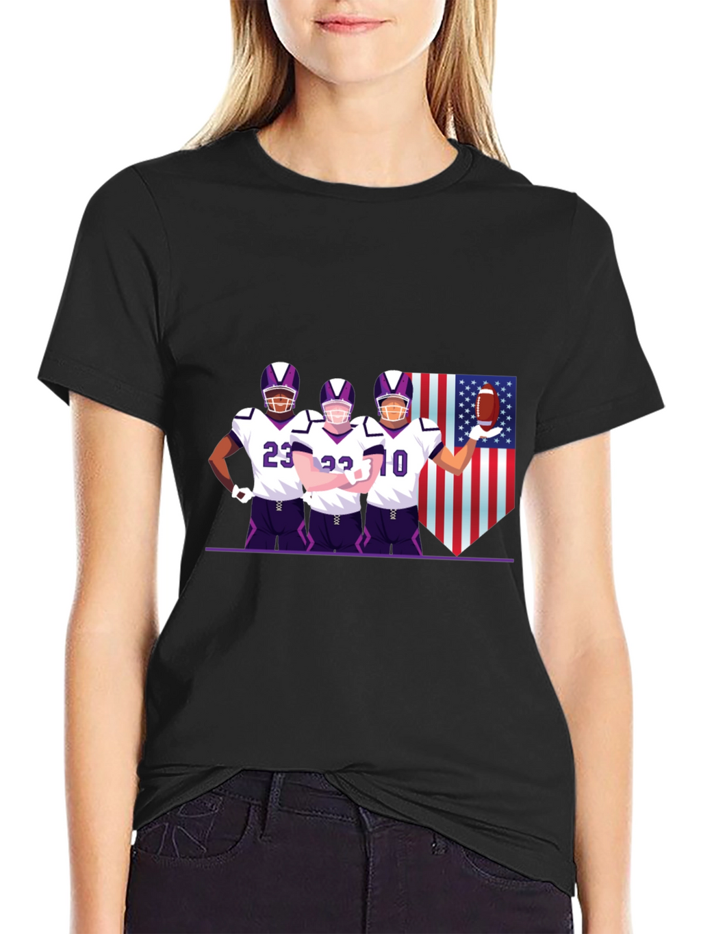Football Team Graphic Black T-Shirt