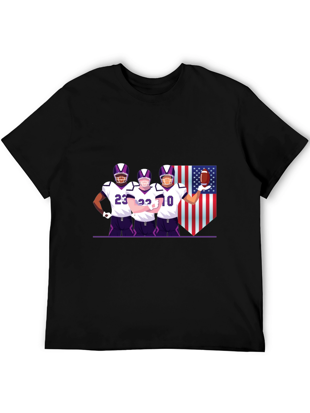 Football Team Graphic Black T-Shirt
