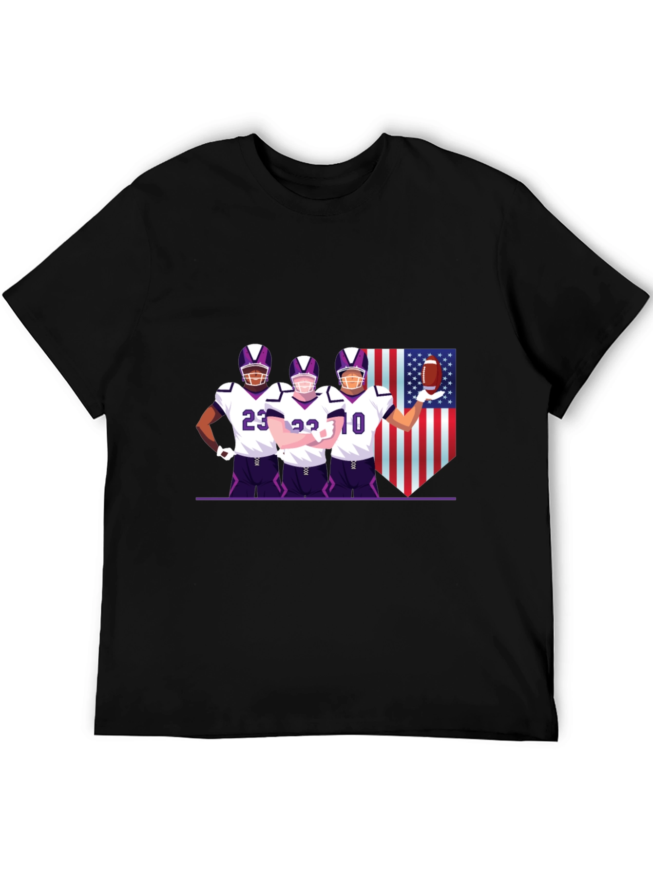 Football Team Graphic Black T-Shirt