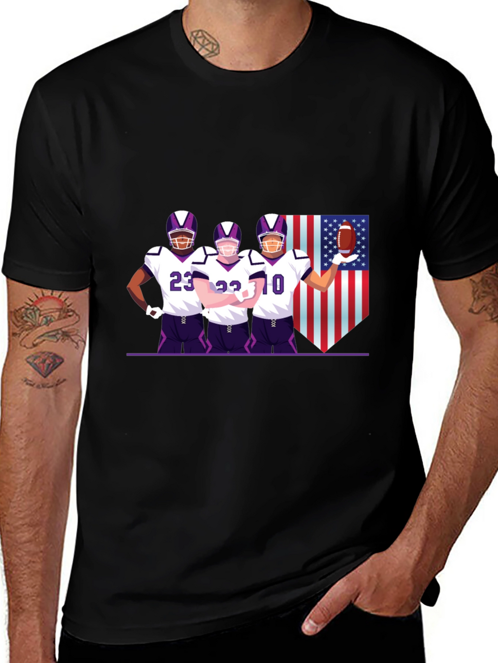 Football Team Graphic Black T-Shirt