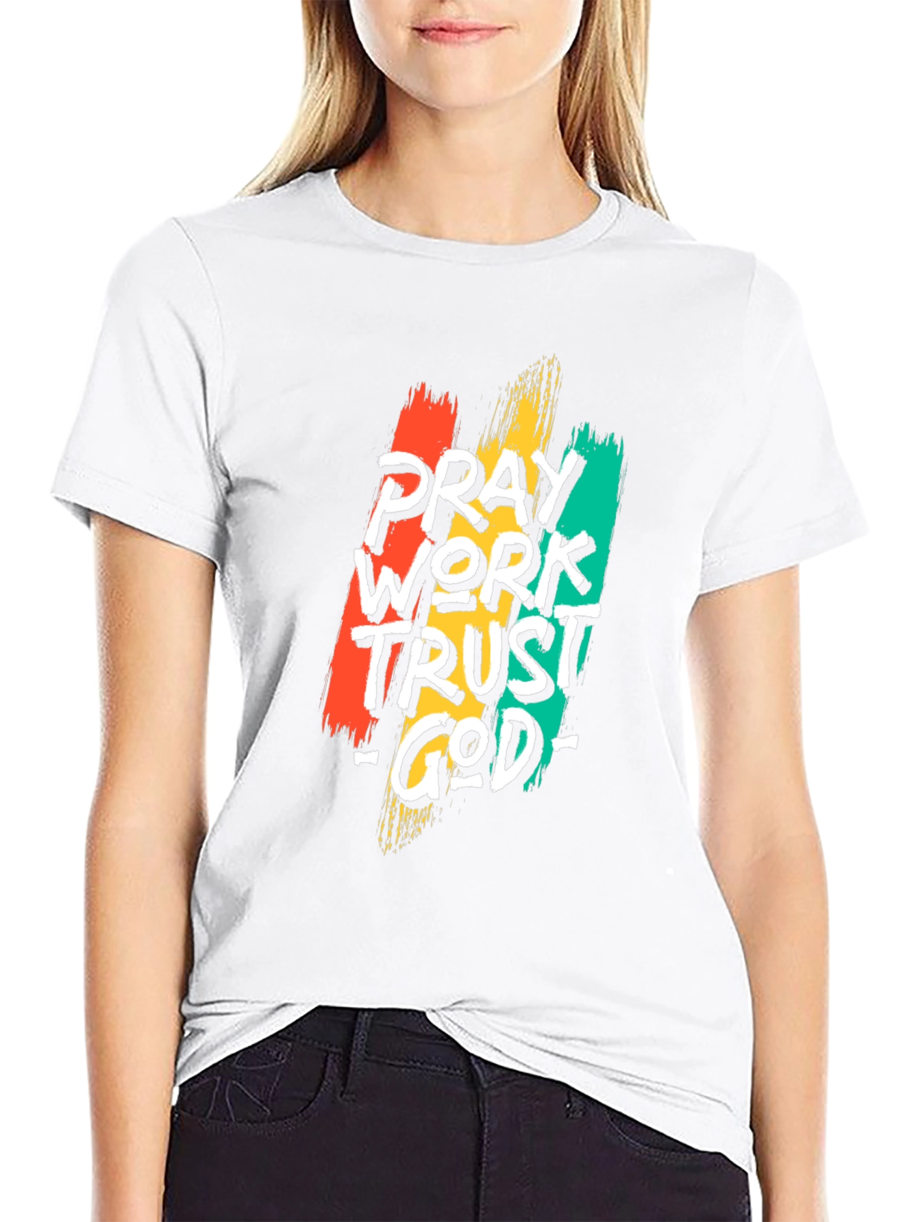 Pray Work Trust God Black T-Shirt