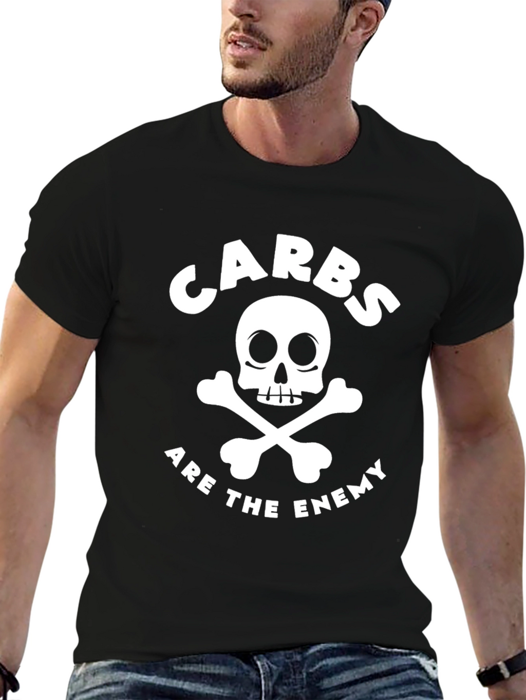 Carbs Are the Enemy Black Graphic T-Shirt