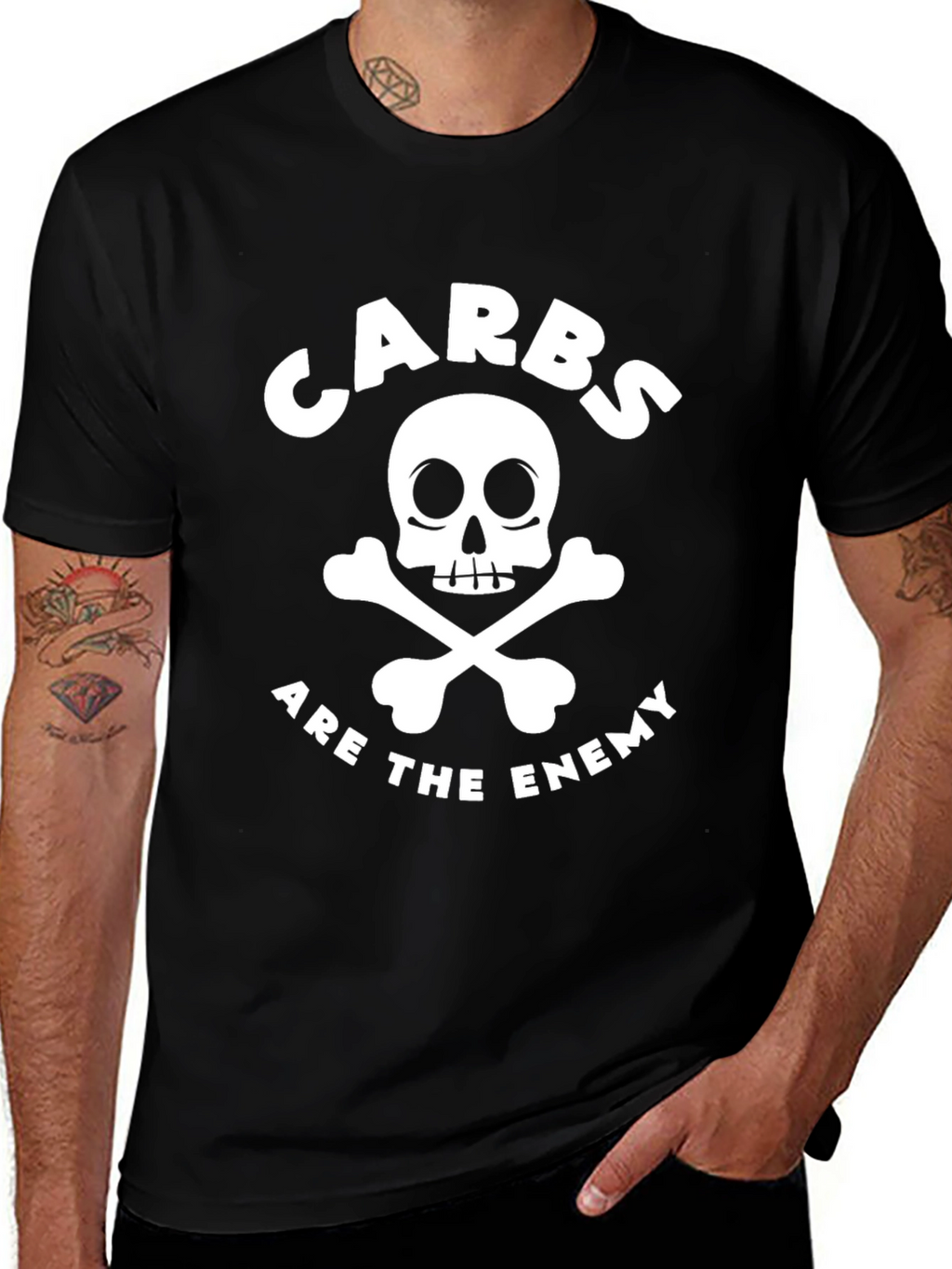 Carbs Are the Enemy Black Graphic T-Shirt