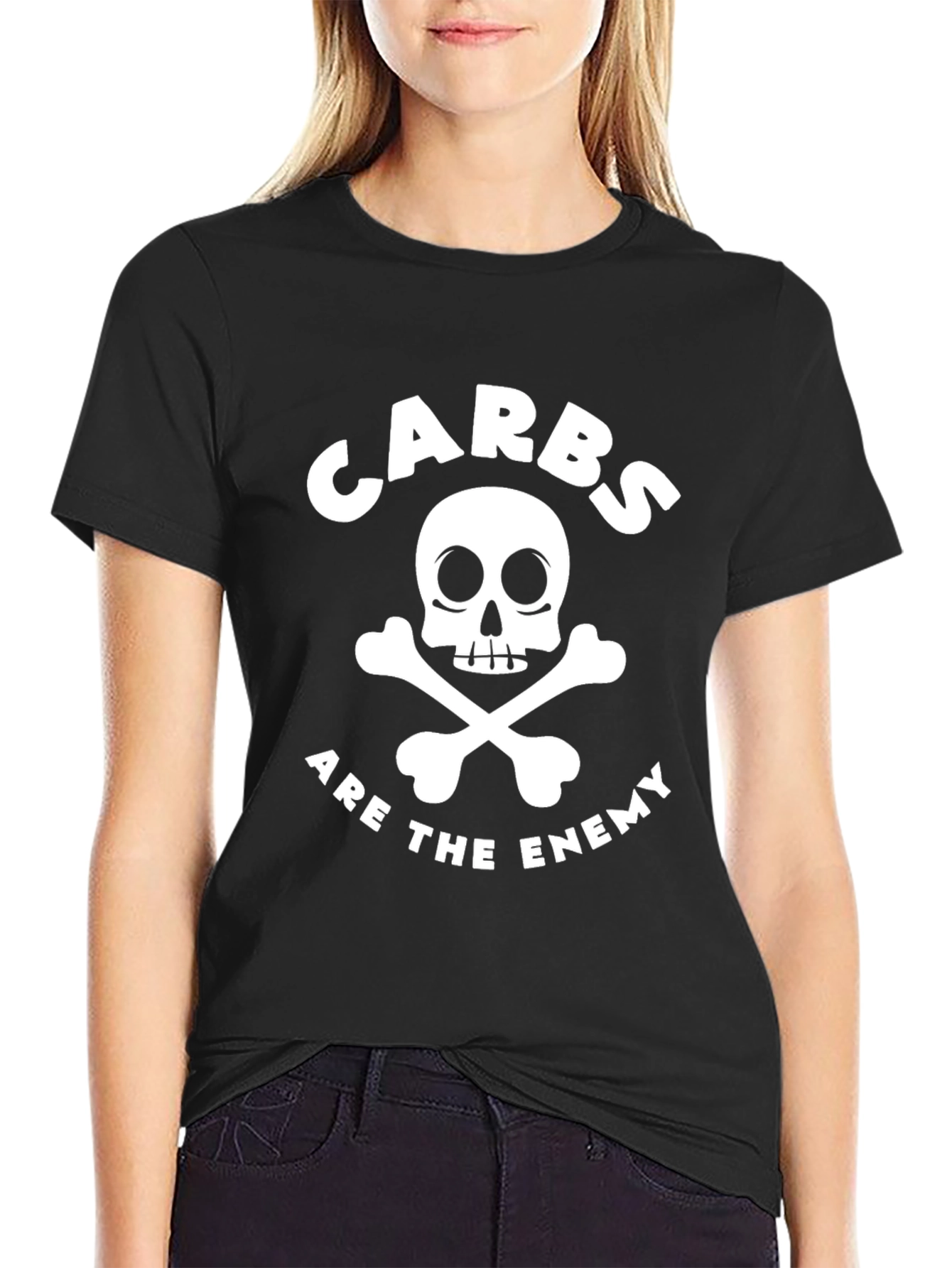Carbs Are the Enemy Black Graphic T-Shirt