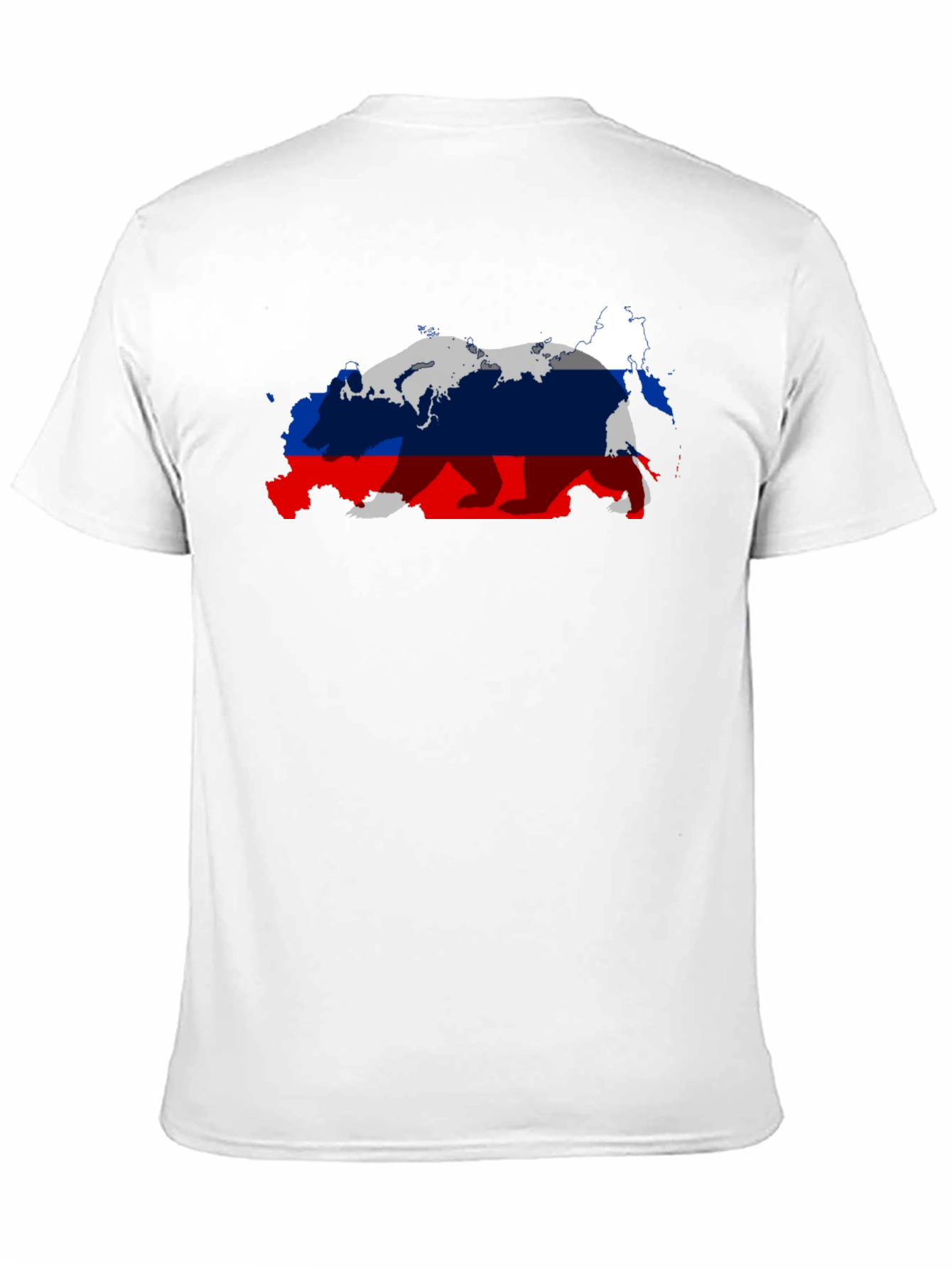 Russia Flag Bear Graphic Black T-Shirt