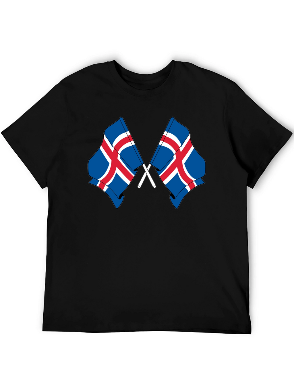 Icelandic Flags Graphic Tee - Black Cotton T-Shirt