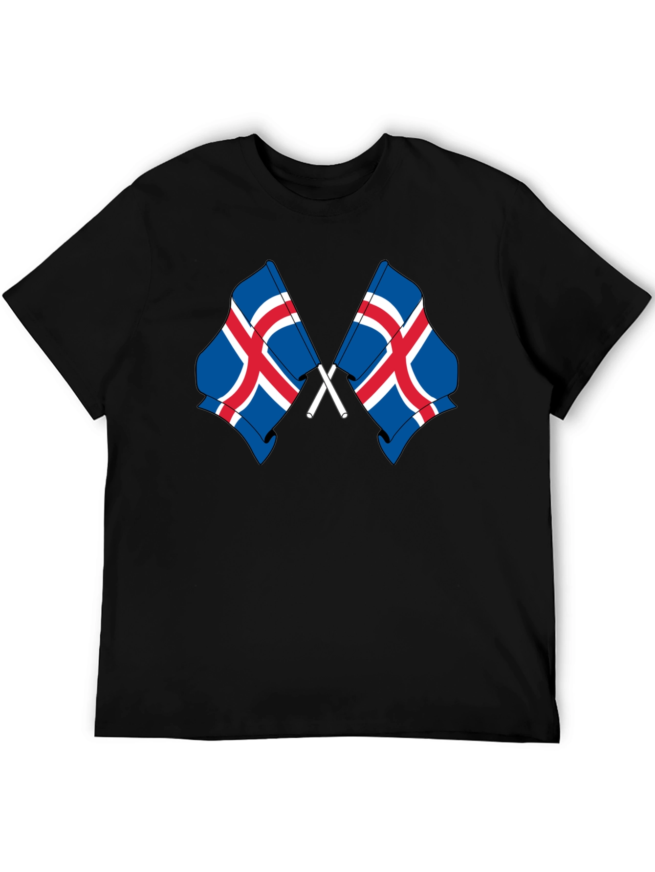Icelandic Flags Graphic Tee - Black Cotton T-Shirt