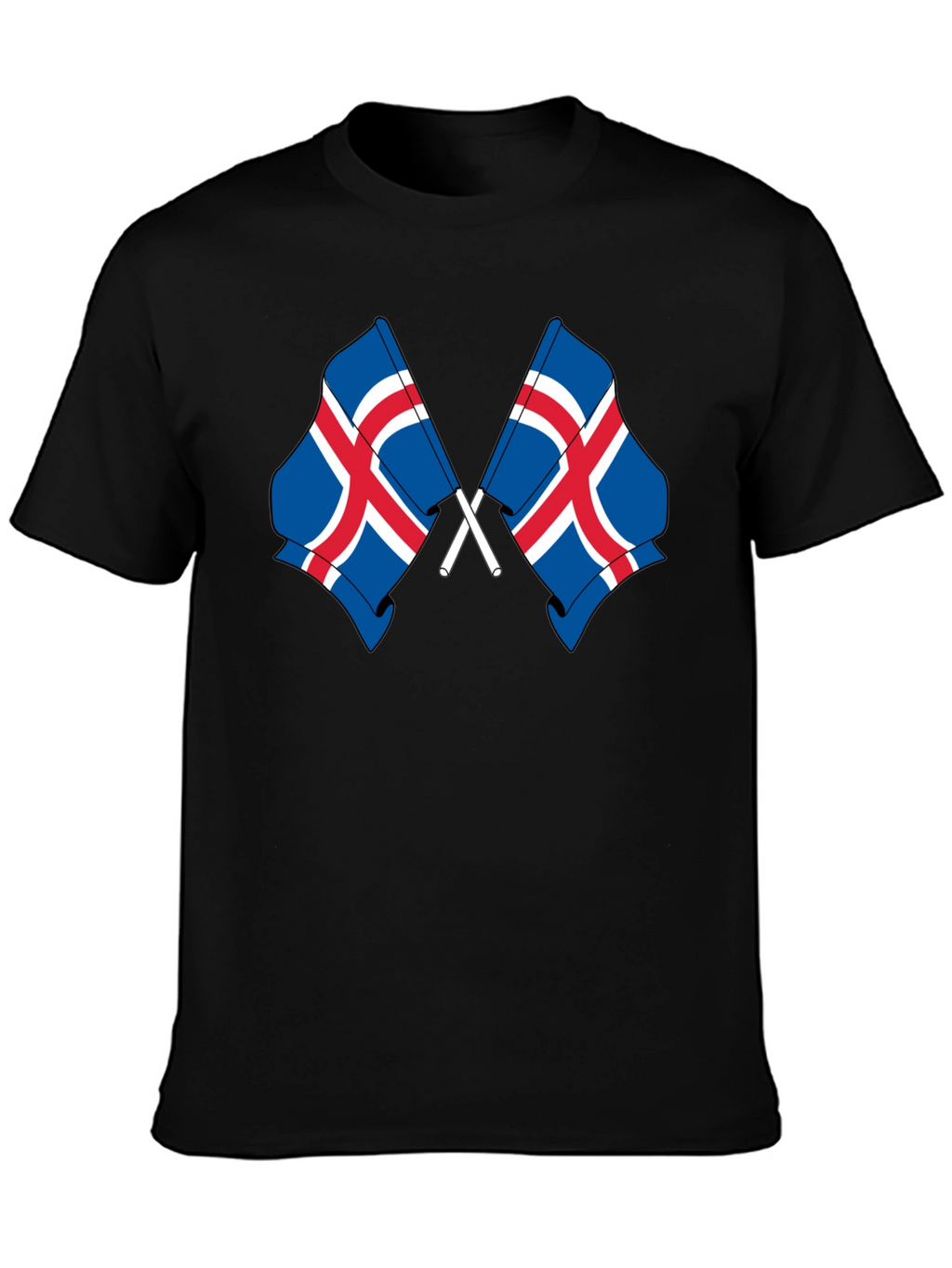 Icelandic Flags Graphic Tee - Black Cotton T-Shirt
