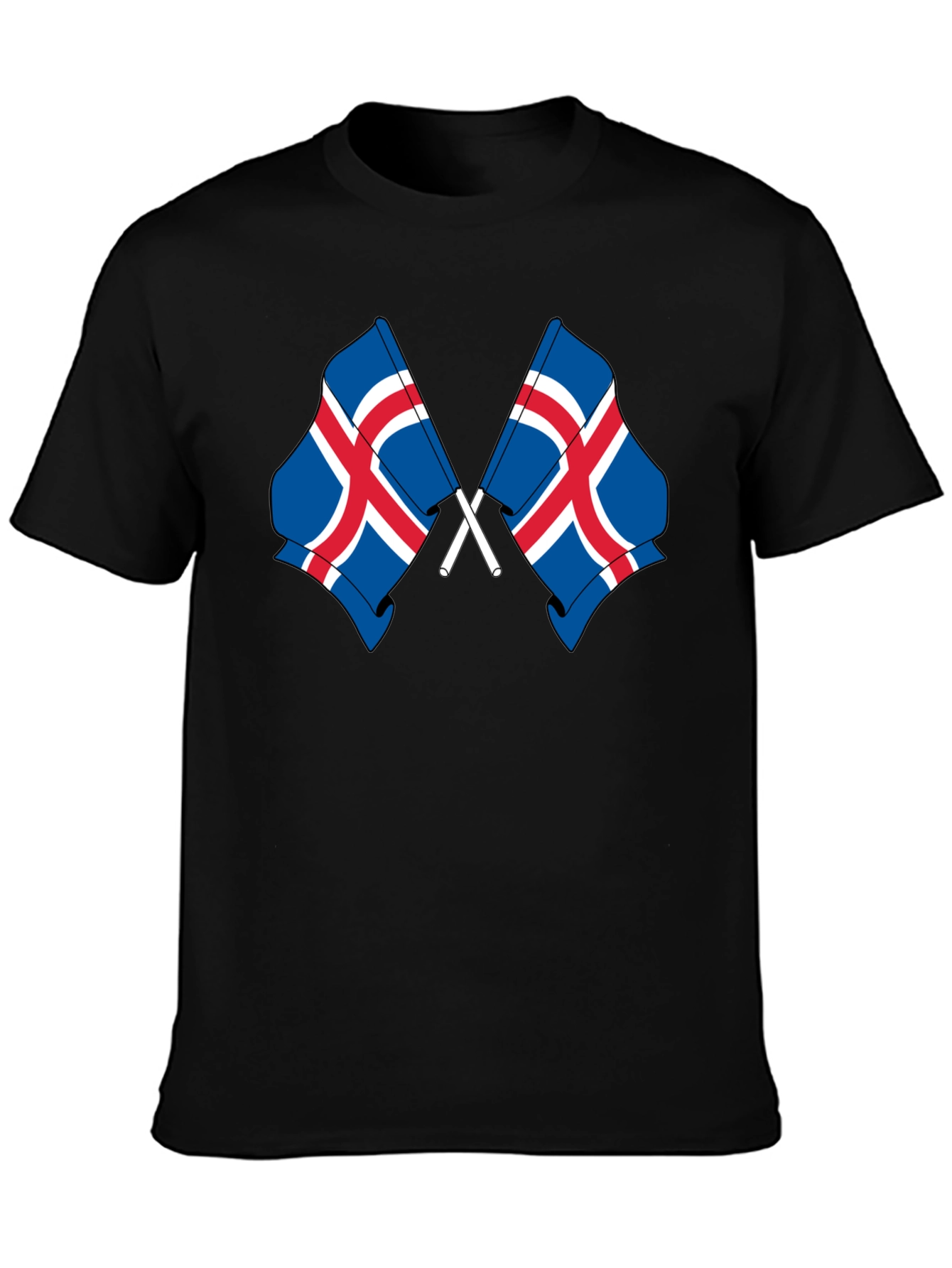 Icelandic Flags Graphic Tee - Black Cotton T-Shirt