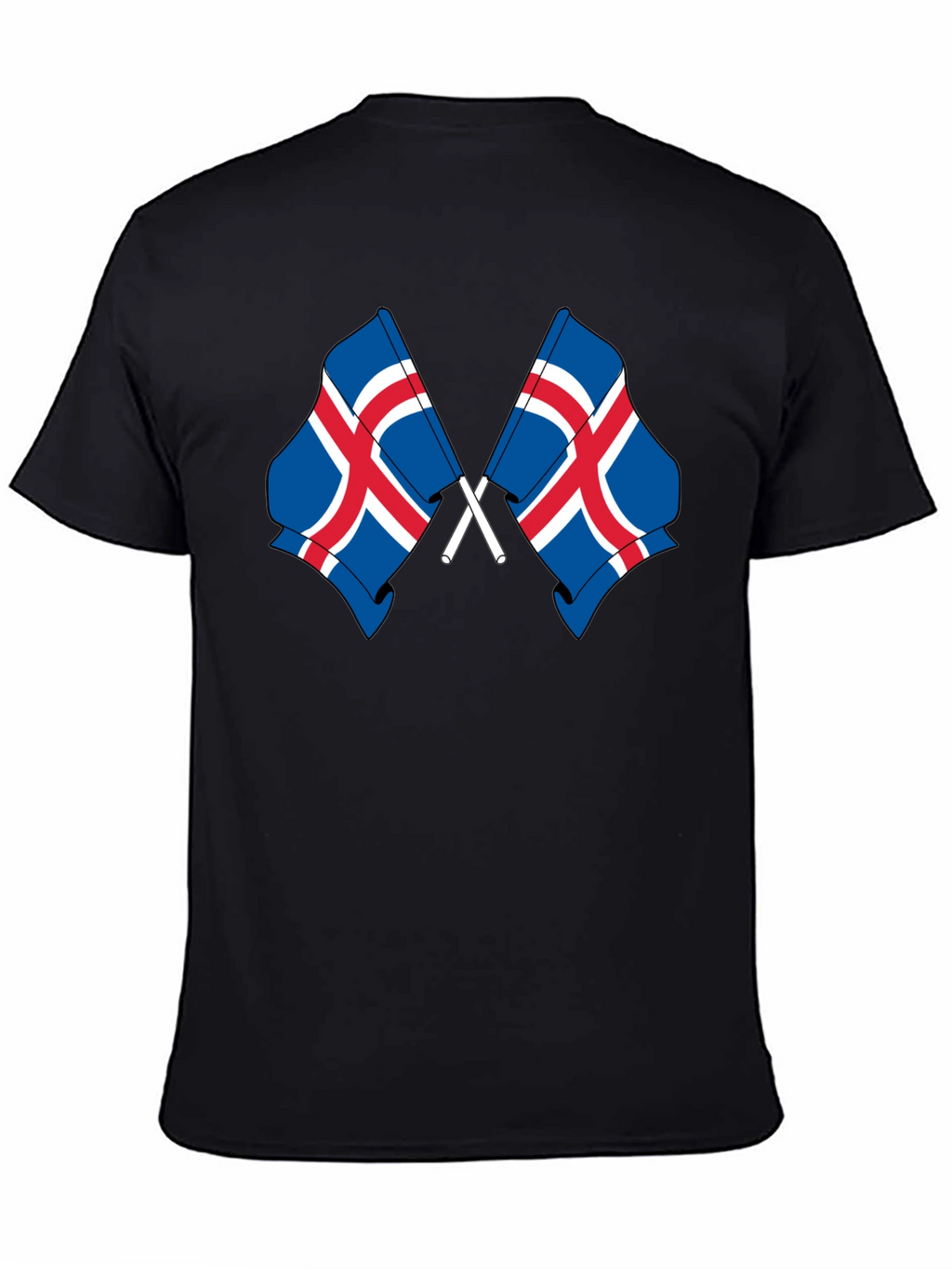 Icelandic Flags Graphic Tee - Black Cotton T-Shirt