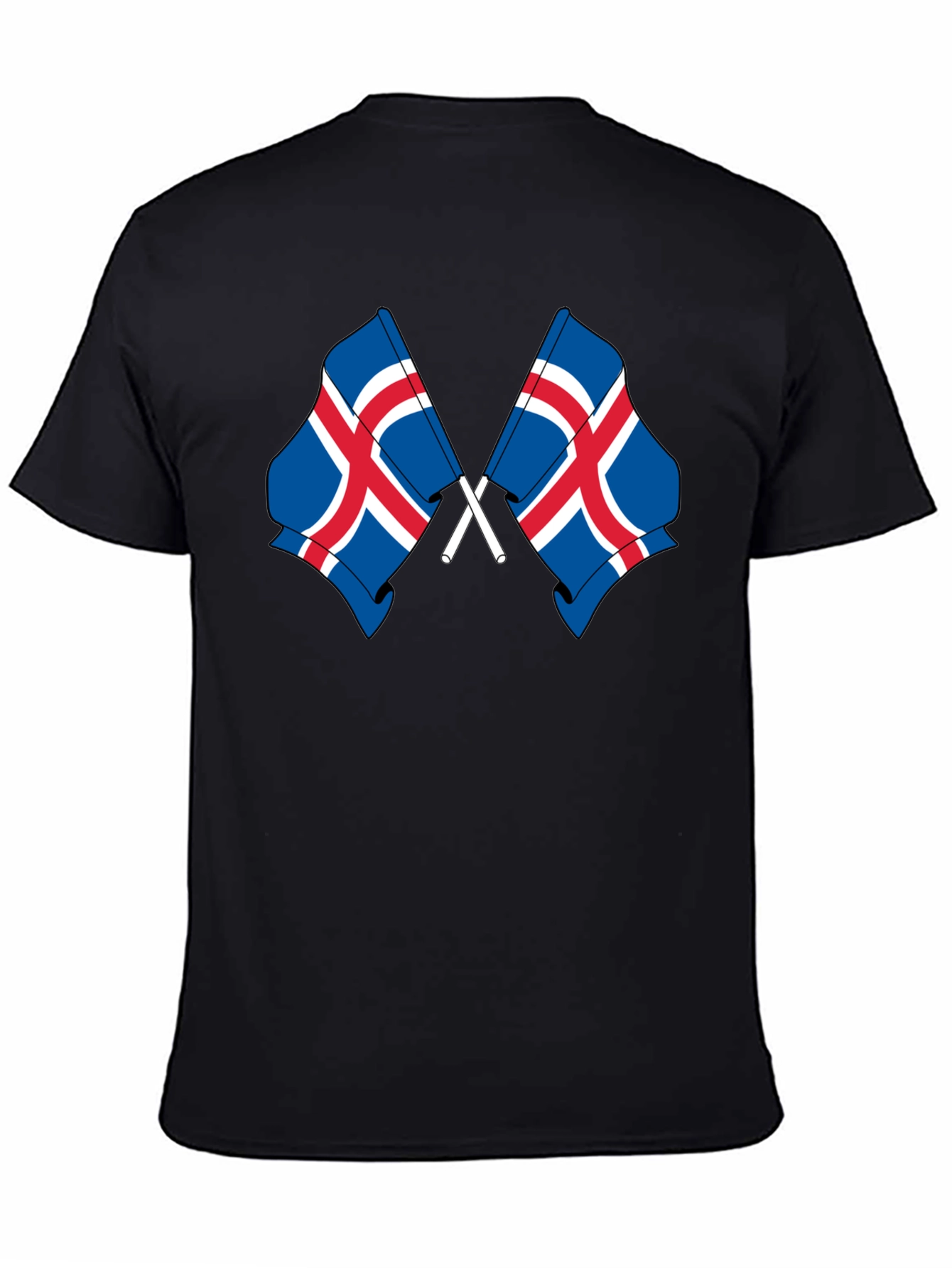 Icelandic Flags Graphic Tee - Black Cotton T-Shirt