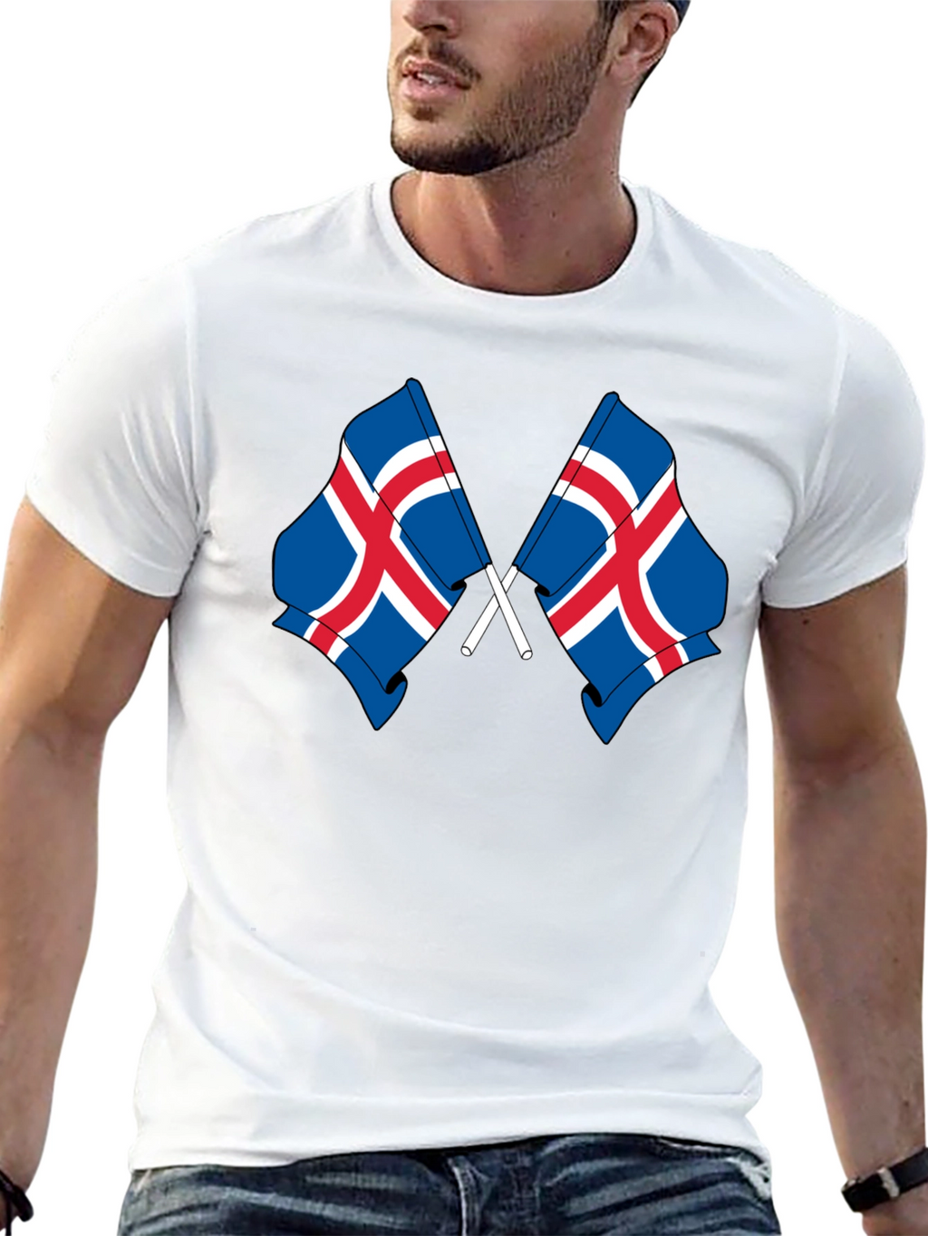 Icelandic Flags Graphic Tee - Black Cotton T-Shirt