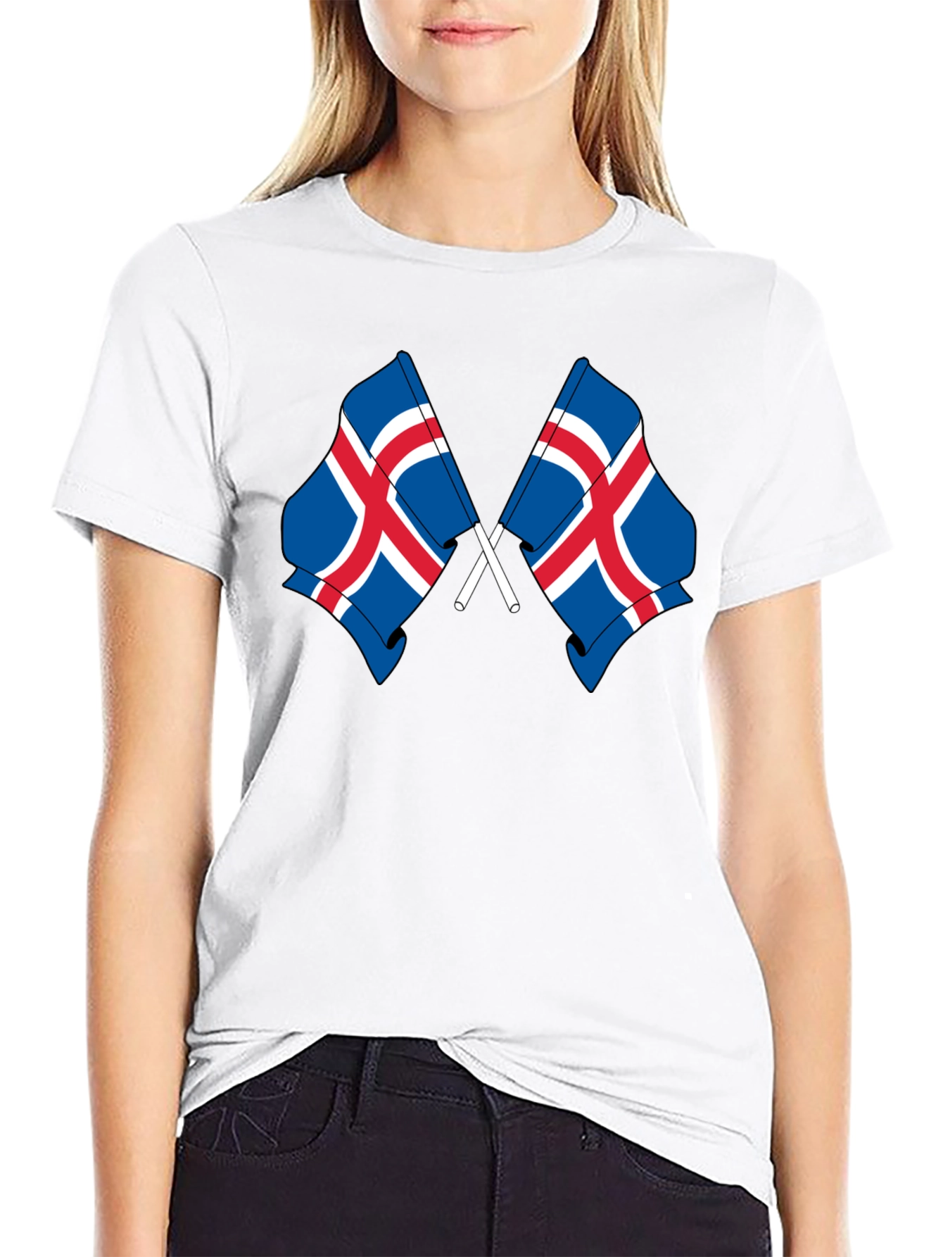 Icelandic Flags Graphic Tee - Black Cotton T-Shirt