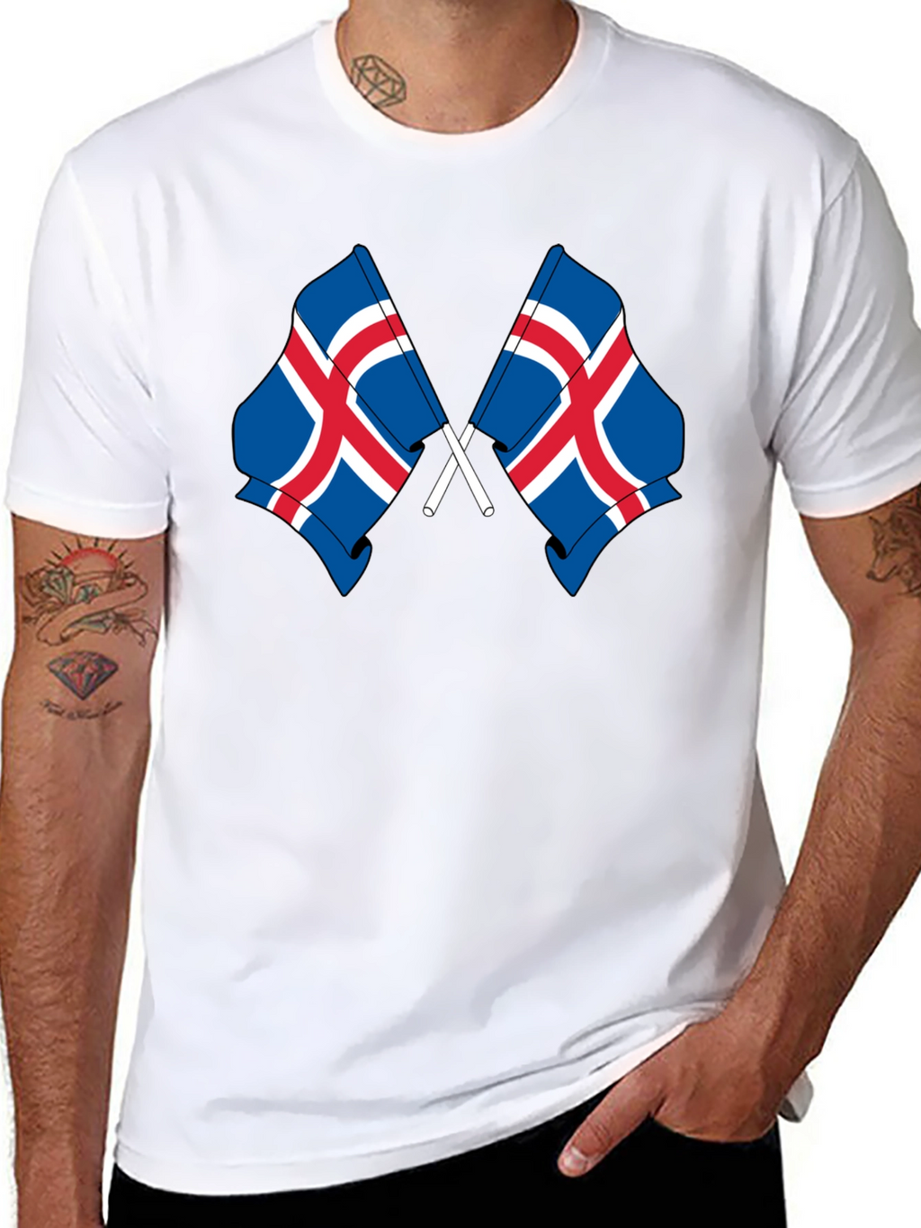 Icelandic Flags Graphic Tee - Black Cotton T-Shirt
