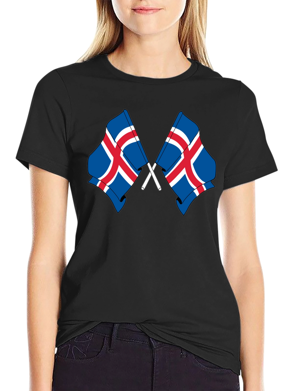 Icelandic Flags Graphic Tee - Black Cotton T-Shirt