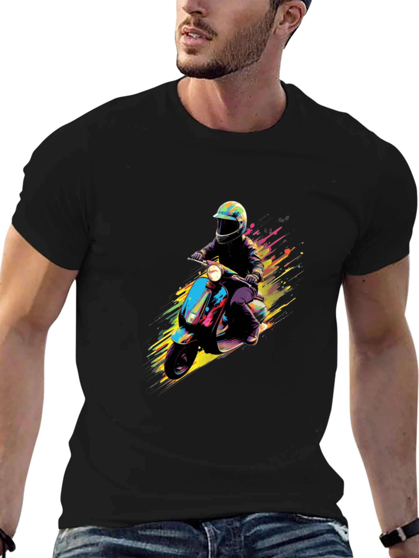 Retro Scooter Graphic T-Shirt - Cool Rider Design