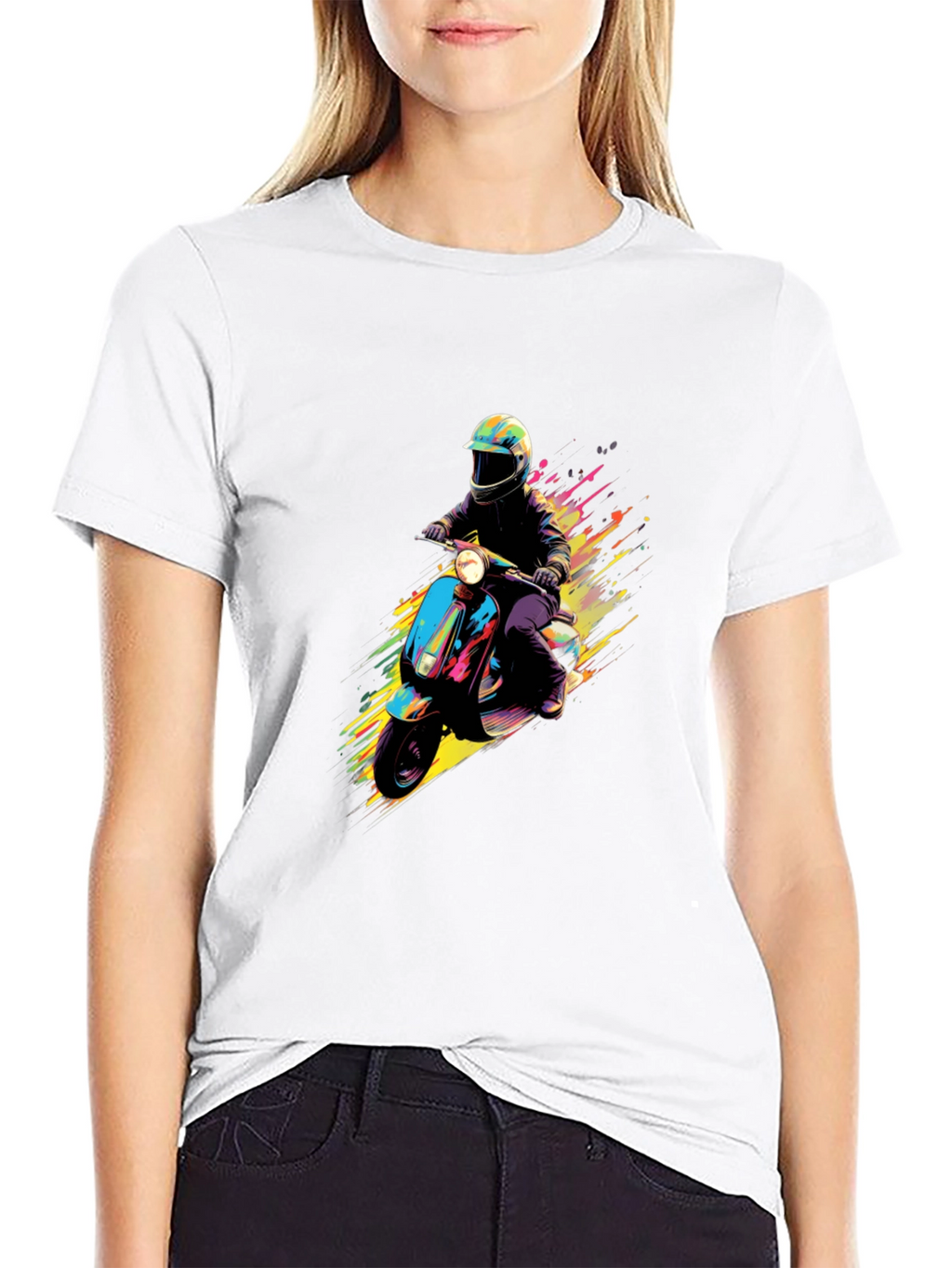 Retro Scooter Graphic T-Shirt - Cool Rider Design