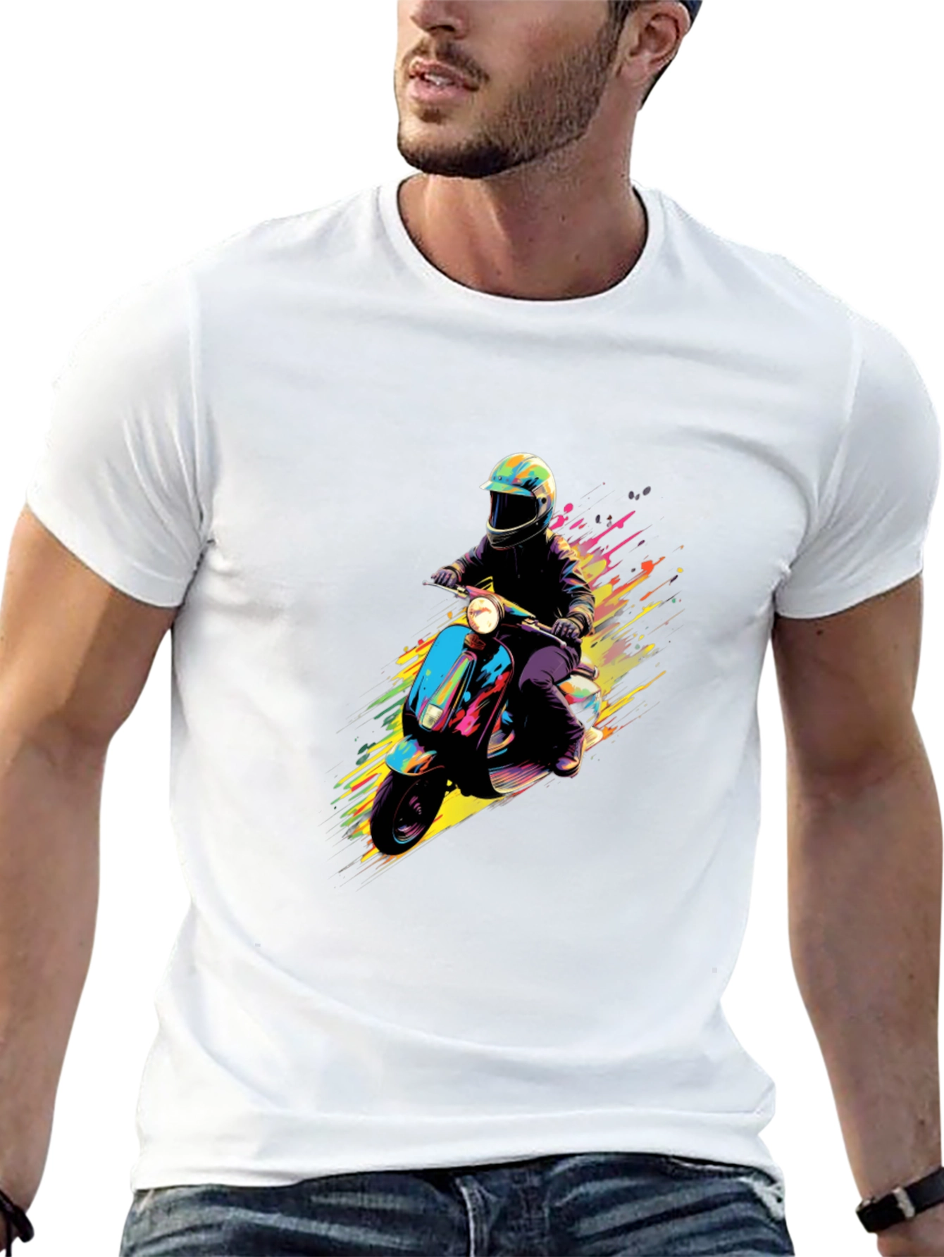 Retro Scooter Graphic T-Shirt - Cool Rider Design